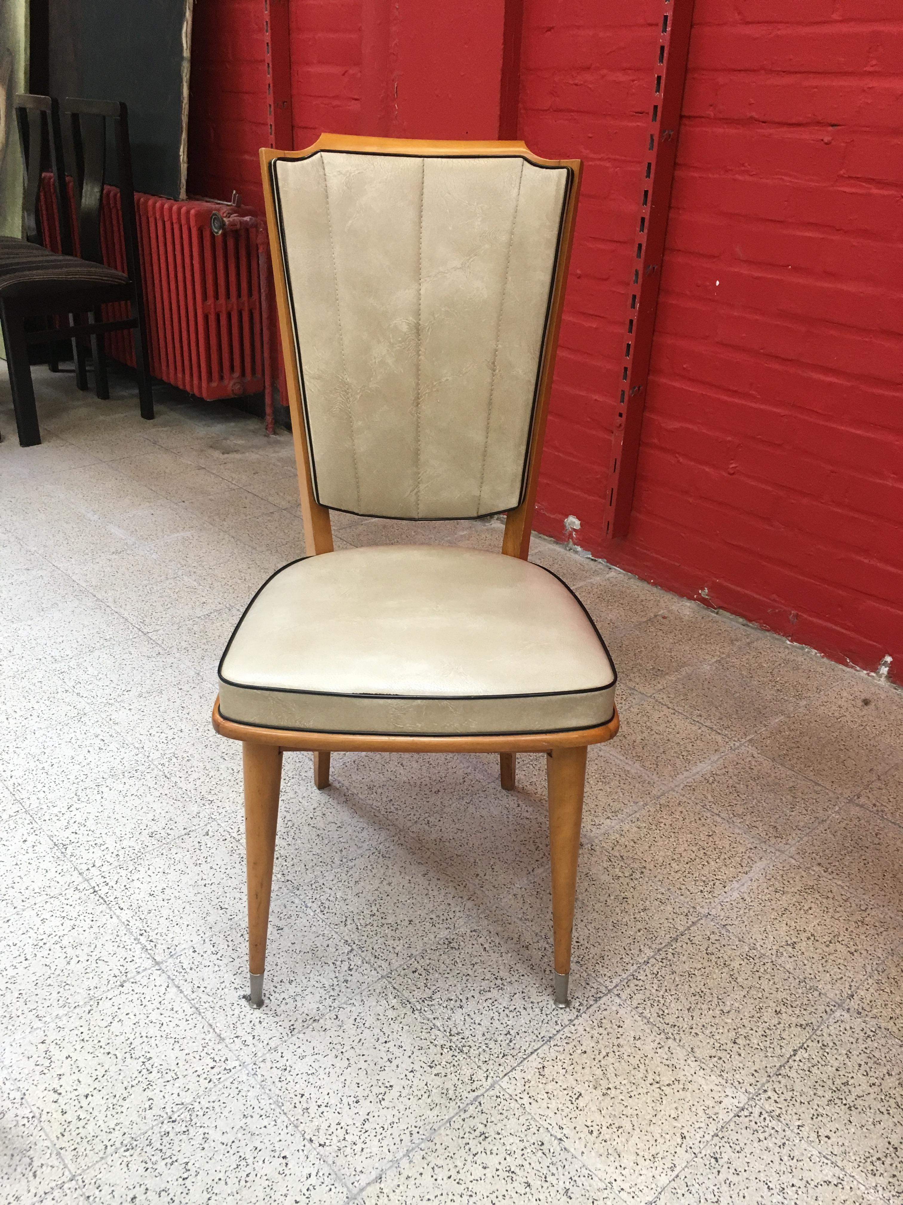 6 Typical French Chairs 1960 For Sale 6