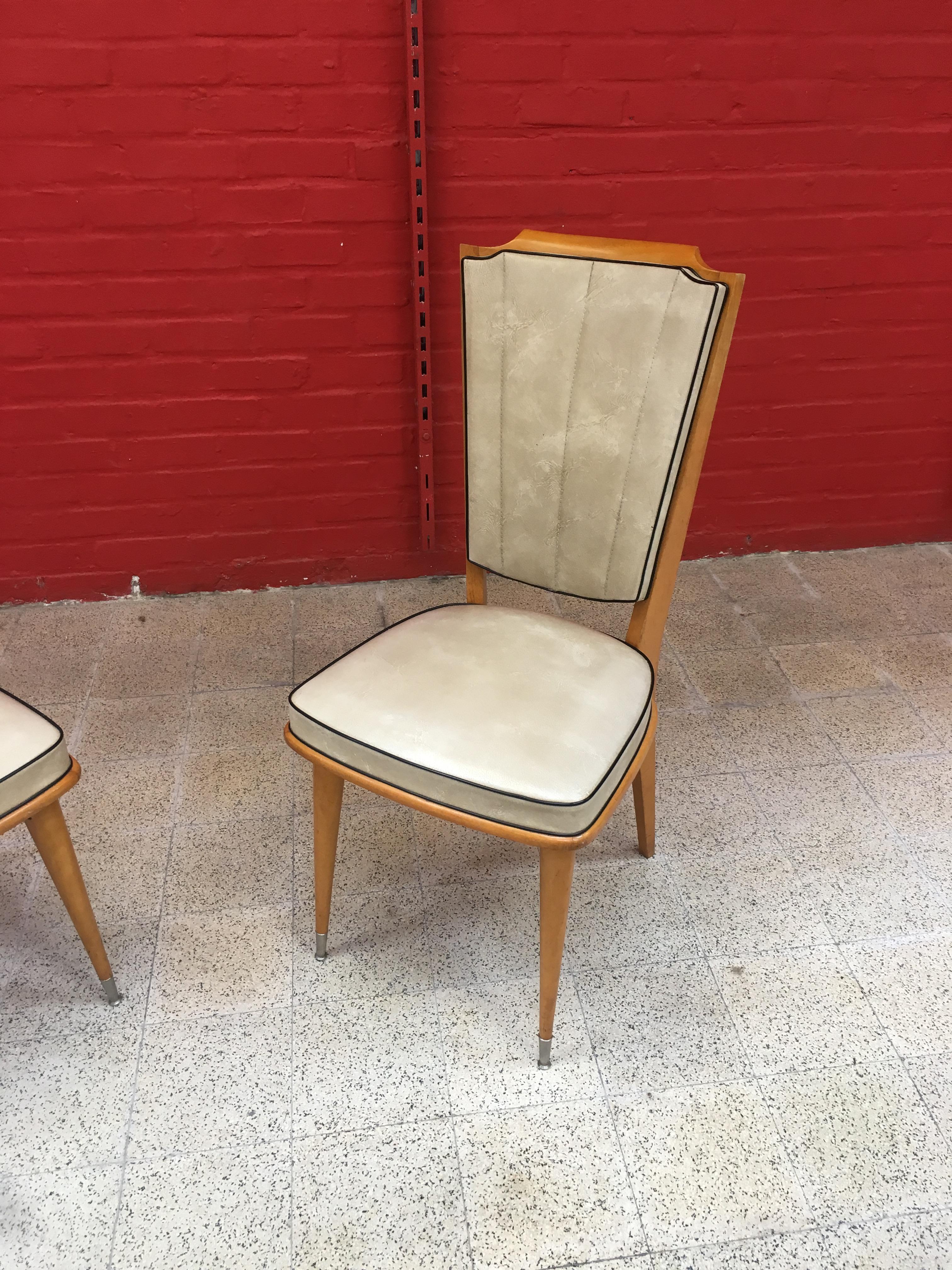6 Typical French Chairs 1960 For Sale 1