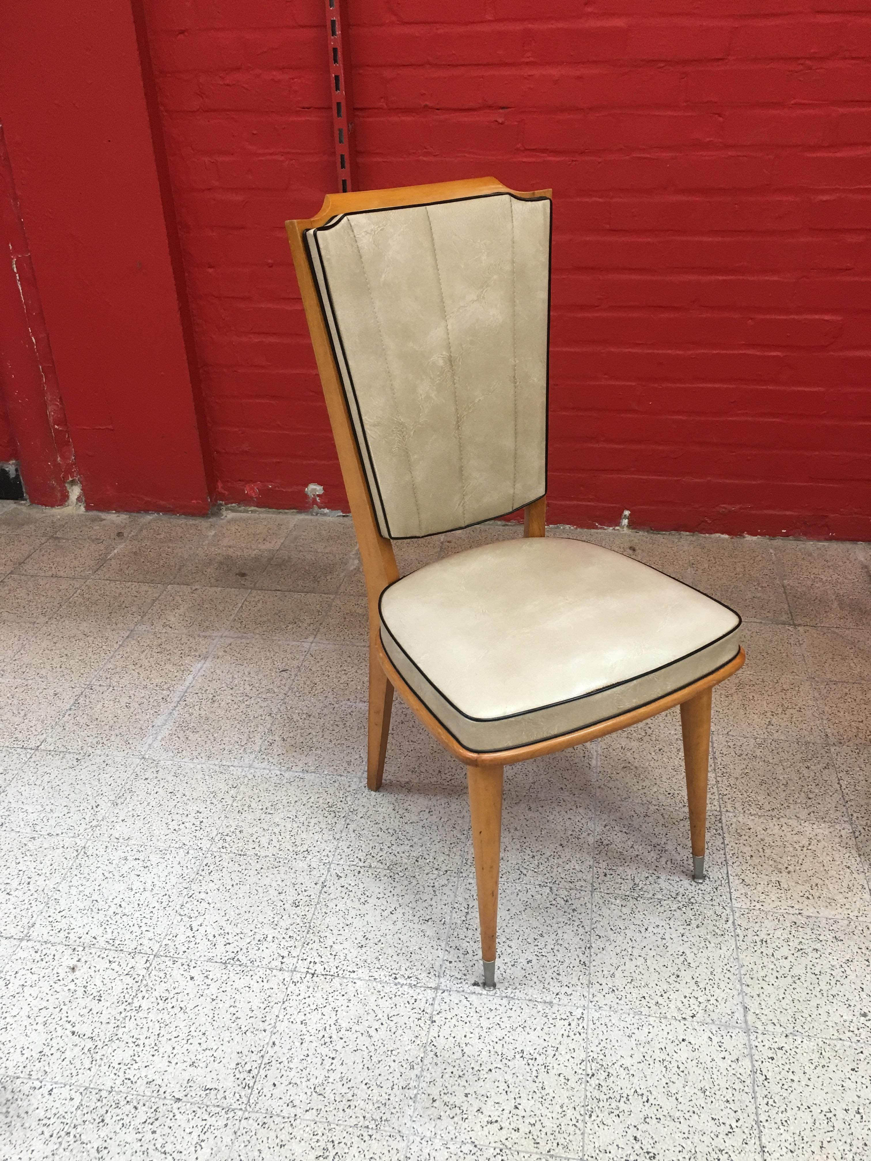 6 Typical French Chairs 1960 For Sale 2