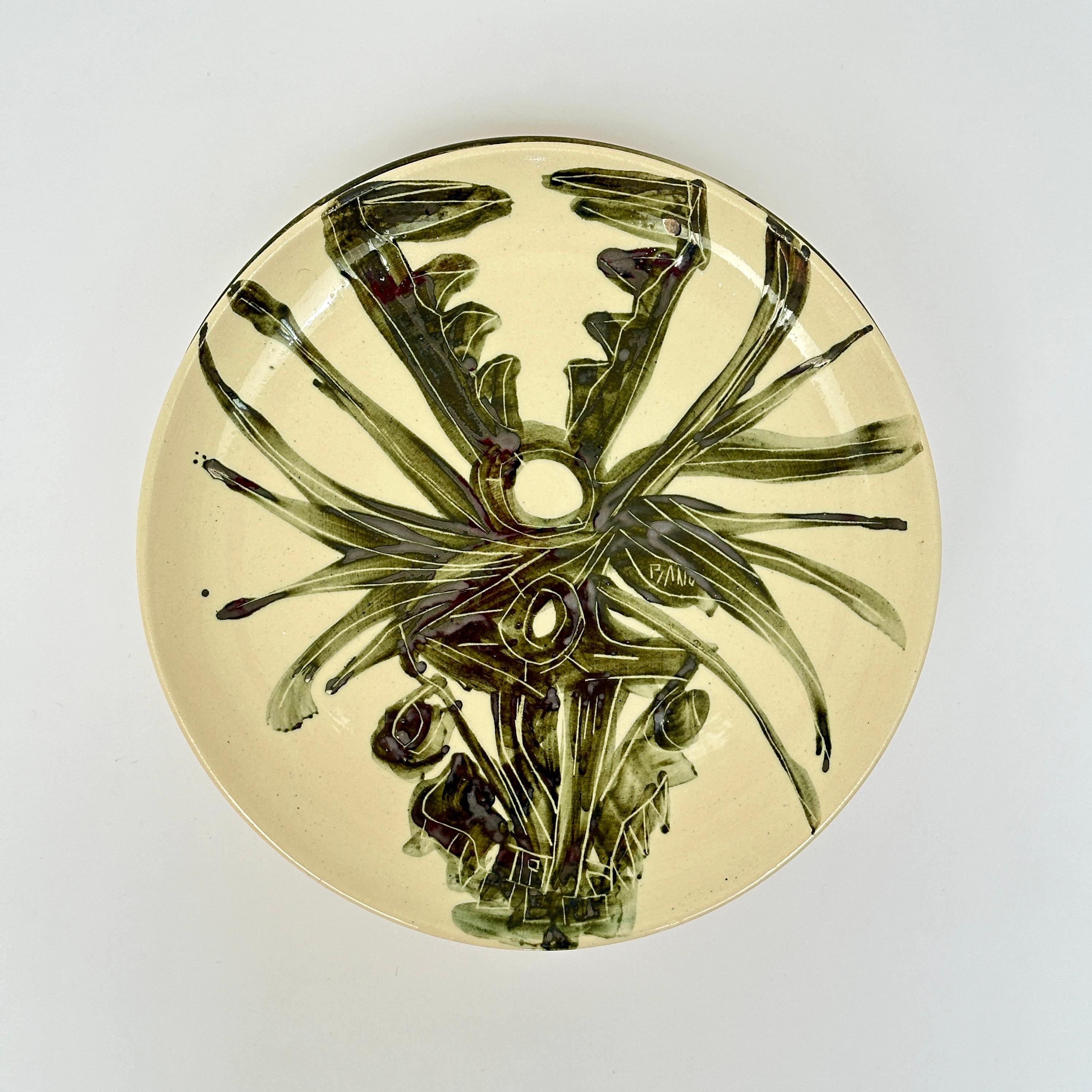 6 Unique Hand Painted Dinner Plates, Marc Piano, Vallauris c. 1990 For Sale 4