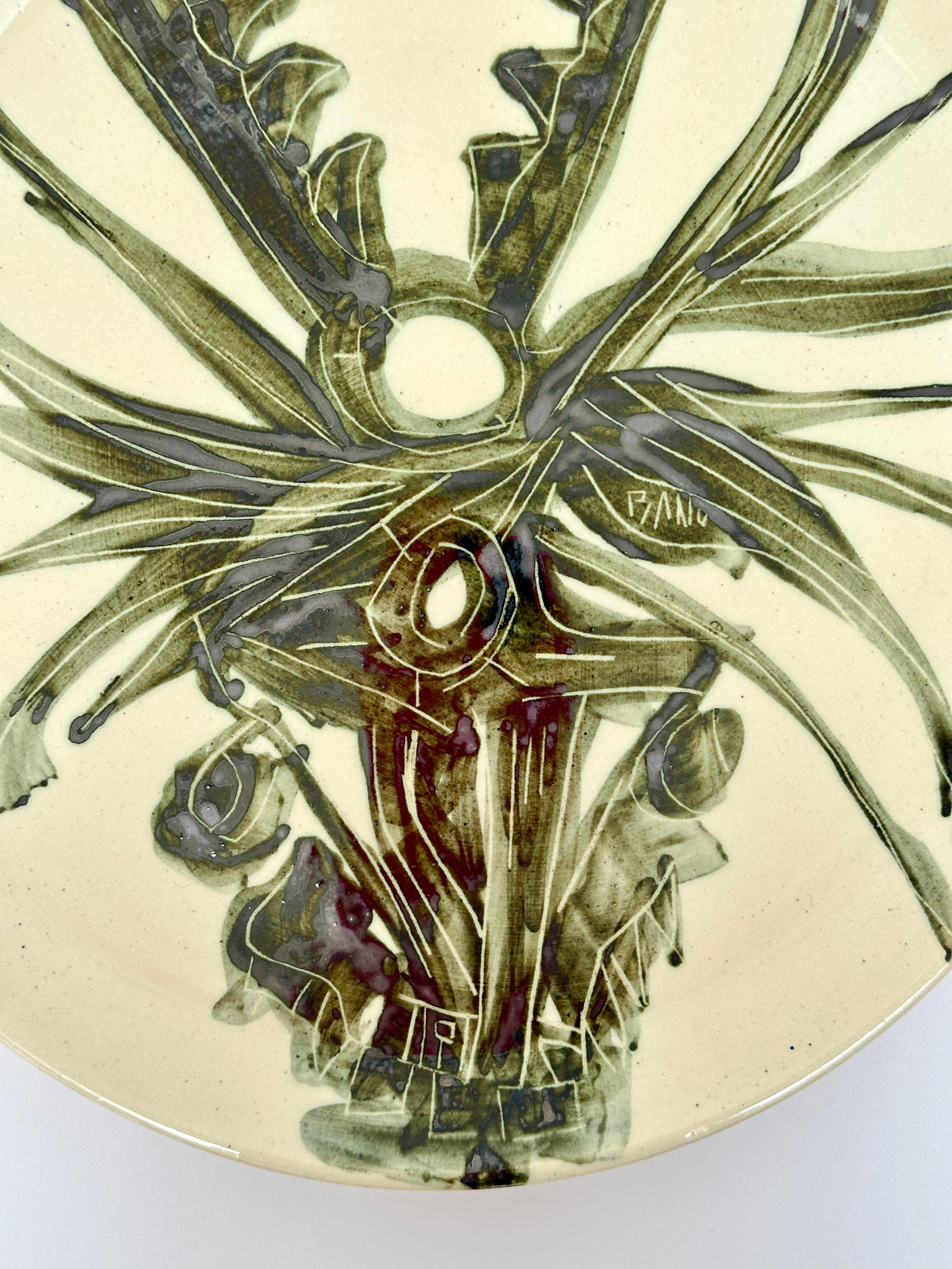 6 Unique Hand Painted Dinner Plates, Marc Piano, Vallauris c. 1990 For Sale 5