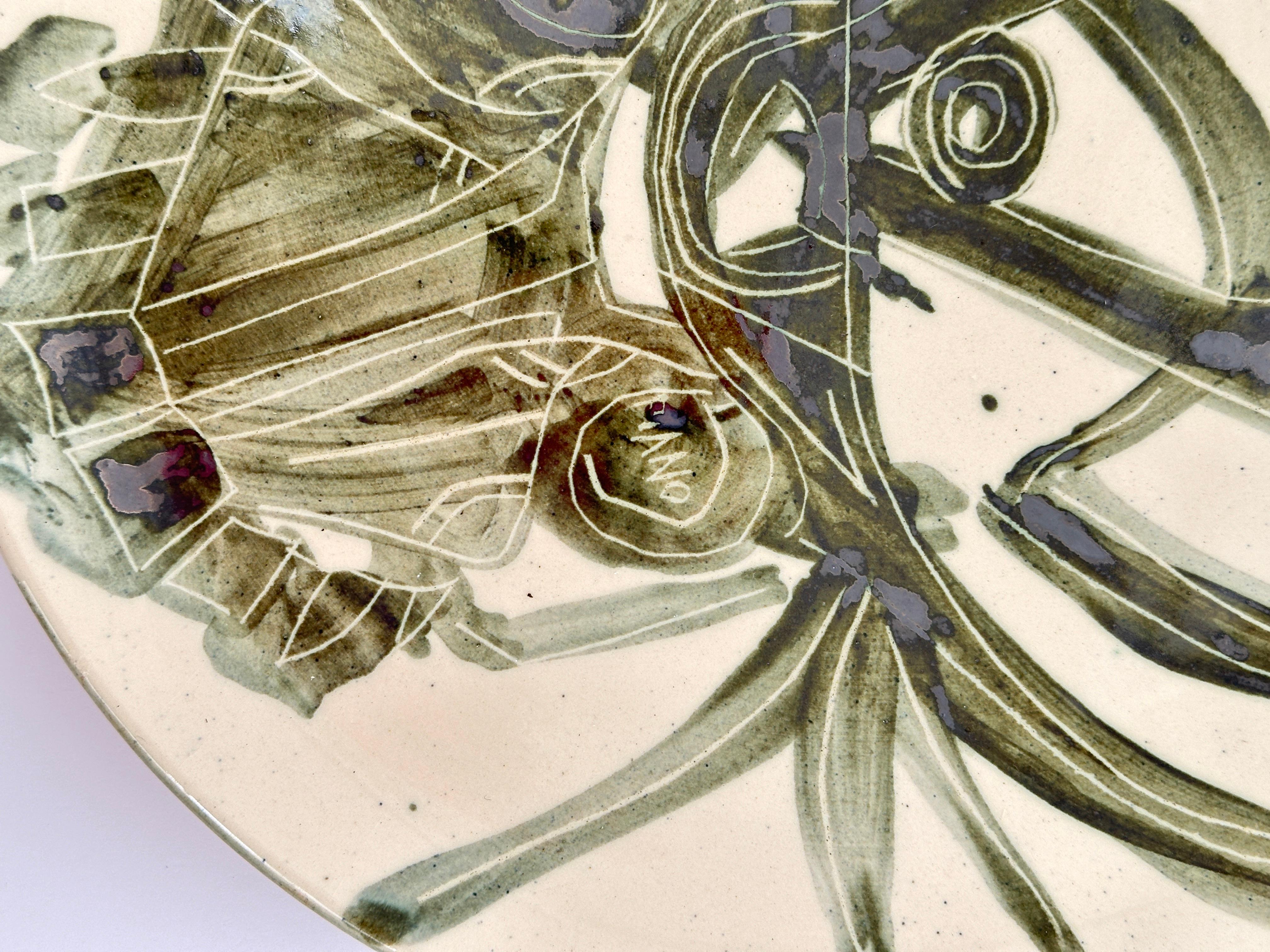6 Unique Hand Painted Dinner Plates, Marc Piano, Vallauris c. 1990 For Sale 6