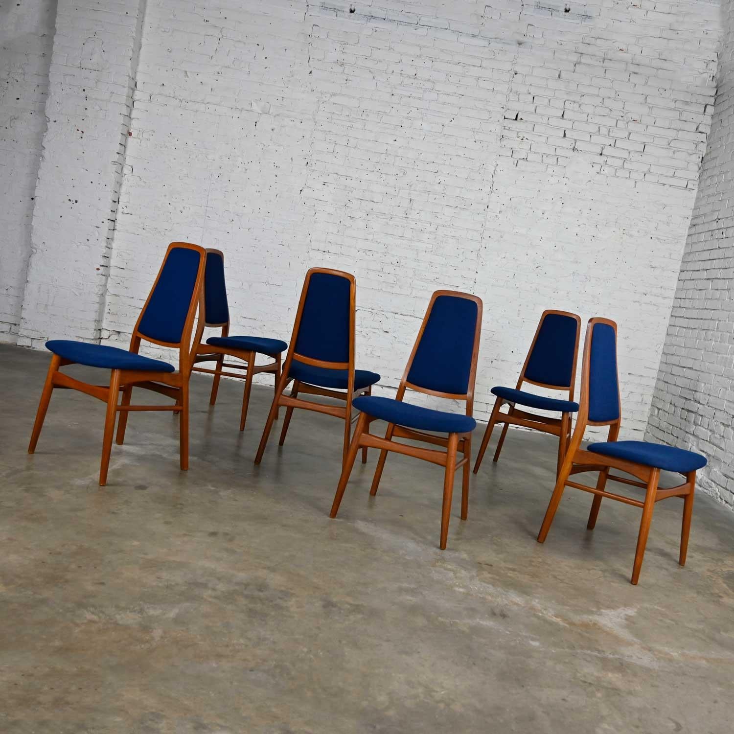 6 Vamdrup Stolefabrik Scandinavian Modern Teak Blue Dining Chairs Style Eva Chai 4