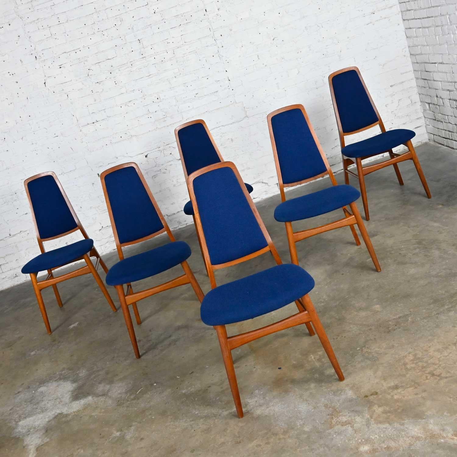 6 Vamdrup Stolefabrik Scandinavian Modern Teak Blue Dining Chairs Style Eva Chai 7
