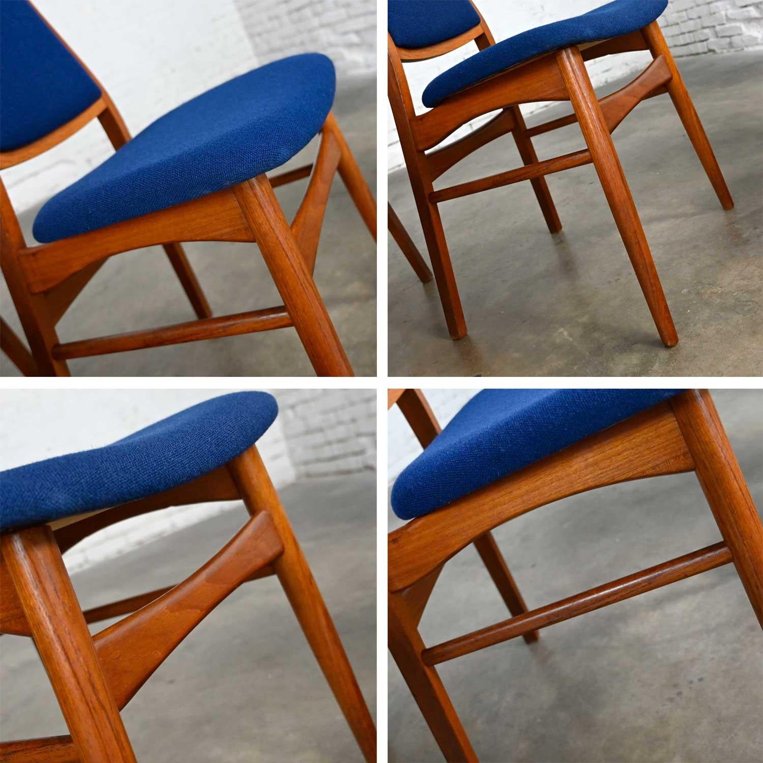 6 Vamdrup Stolefabrik Scandinavian Modern Teak Blue Dining Chairs Style Eva Chai 8