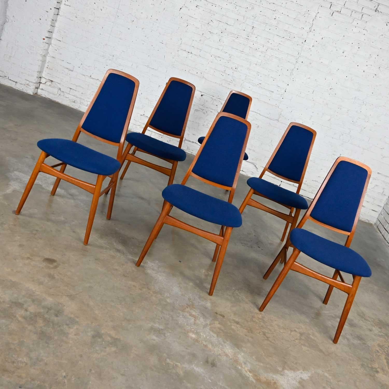 Fabric 6 Vamdrup Stolefabrik Scandinavian Modern Teak Blue Dining Chairs Style Eva Chai