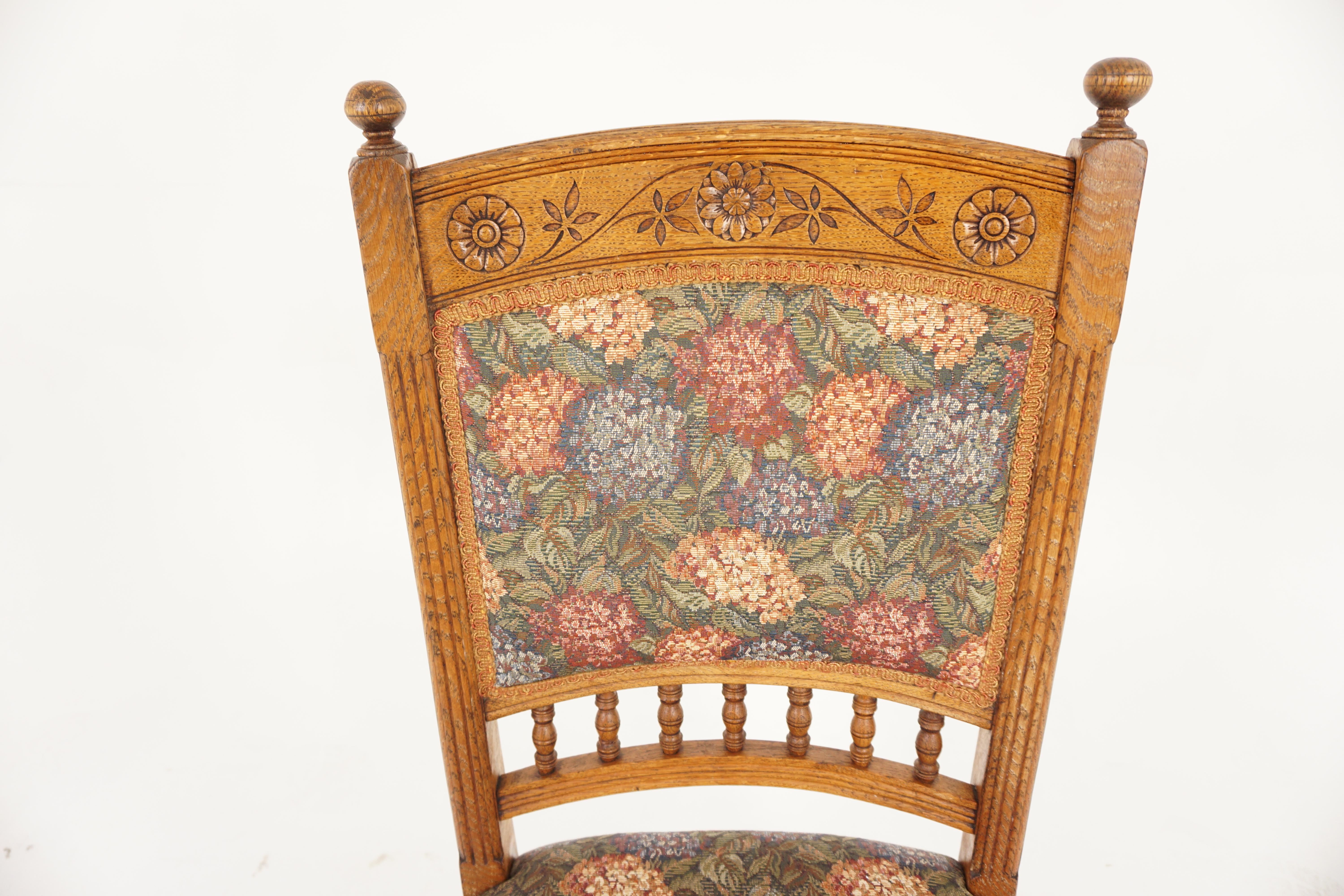 6 Victorian Oak Upholstered Dining Chairs, Scotland 1880, H1169 In Good Condition For Sale In Vancouver, BC