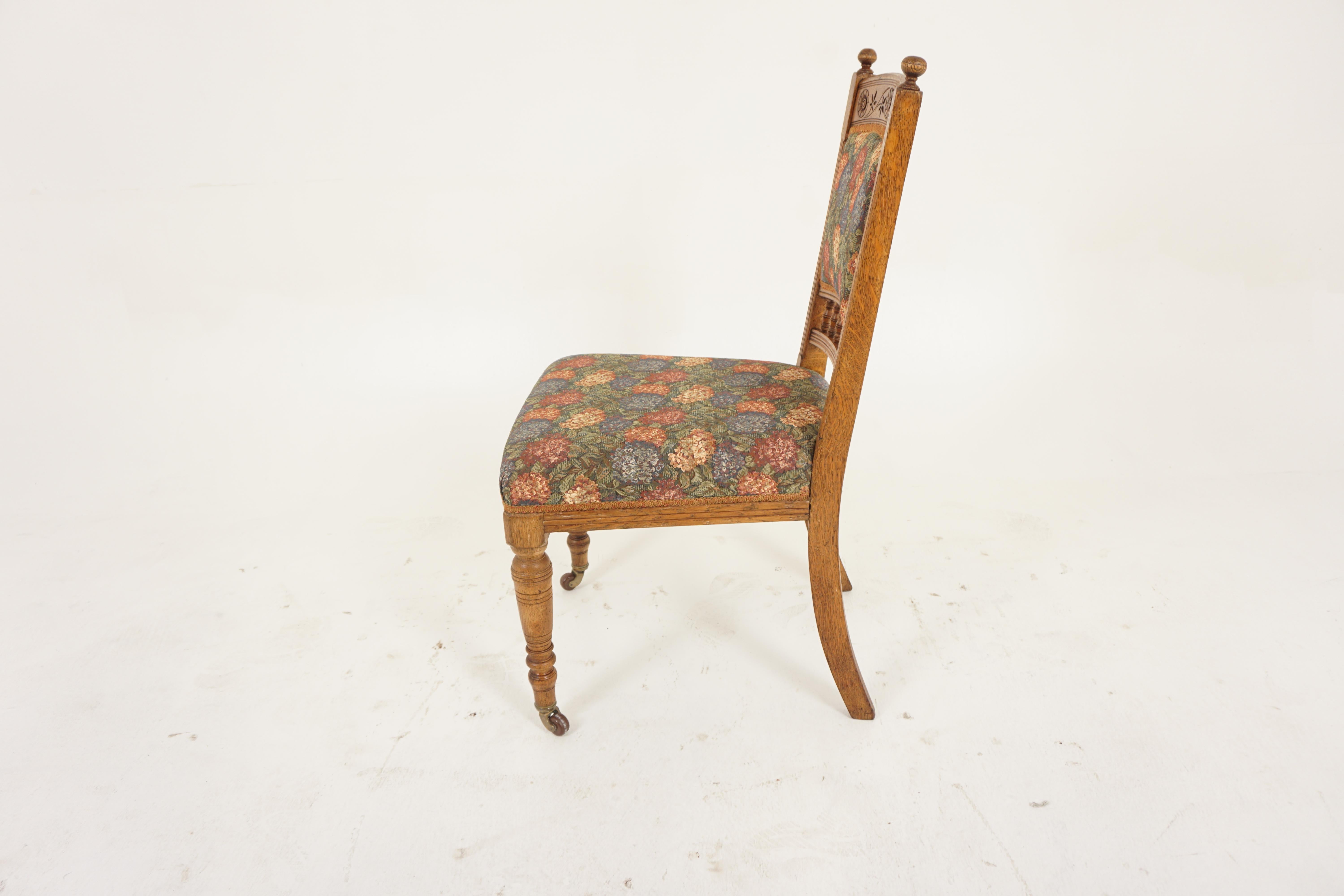 6 Victorian Oak Upholstered Dining Chairs, Scotland 1880, H1169 For Sale 2