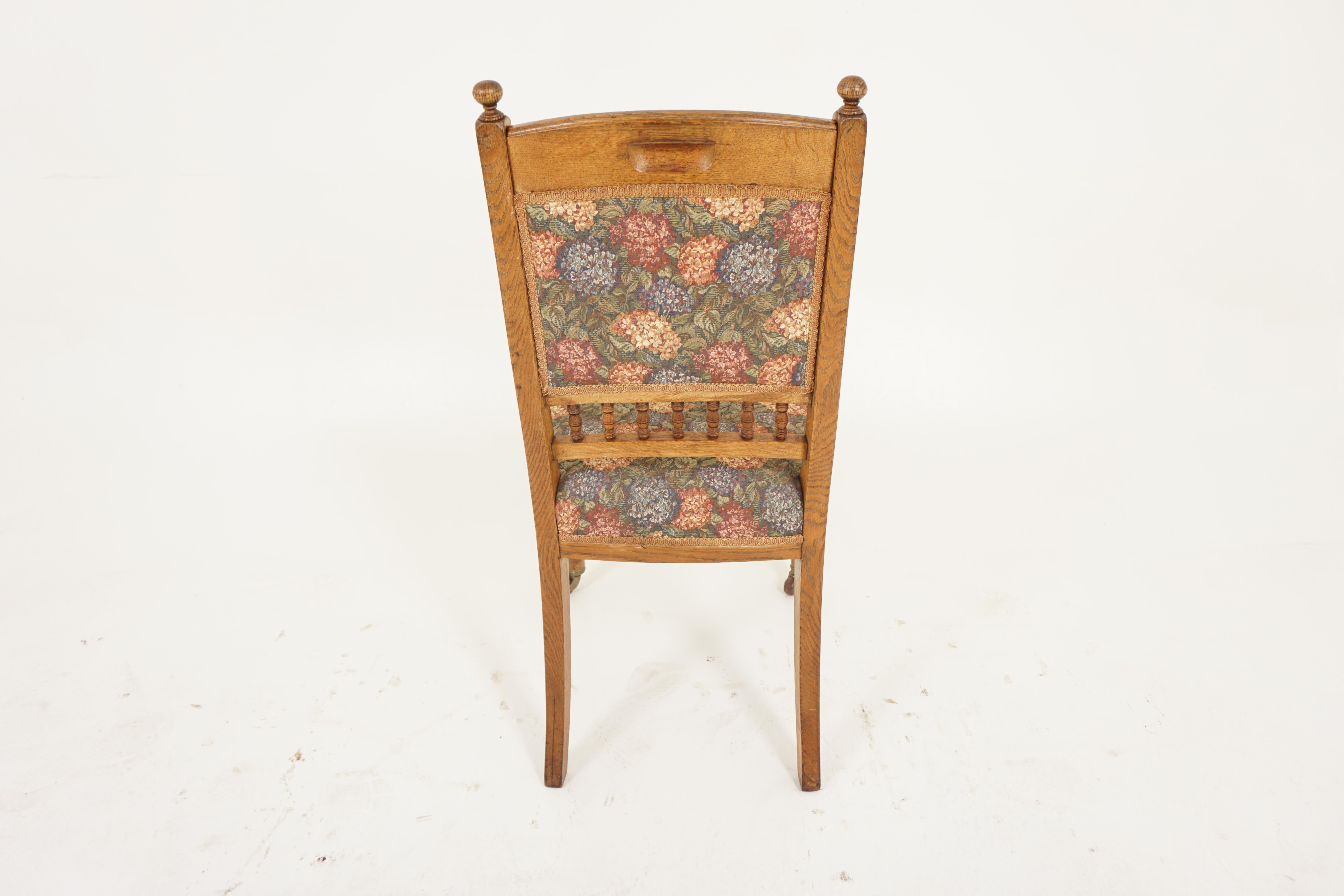 6 Victorian Oak Upholstered Dining Chairs, Scotland 1880, H1169 For Sale 3