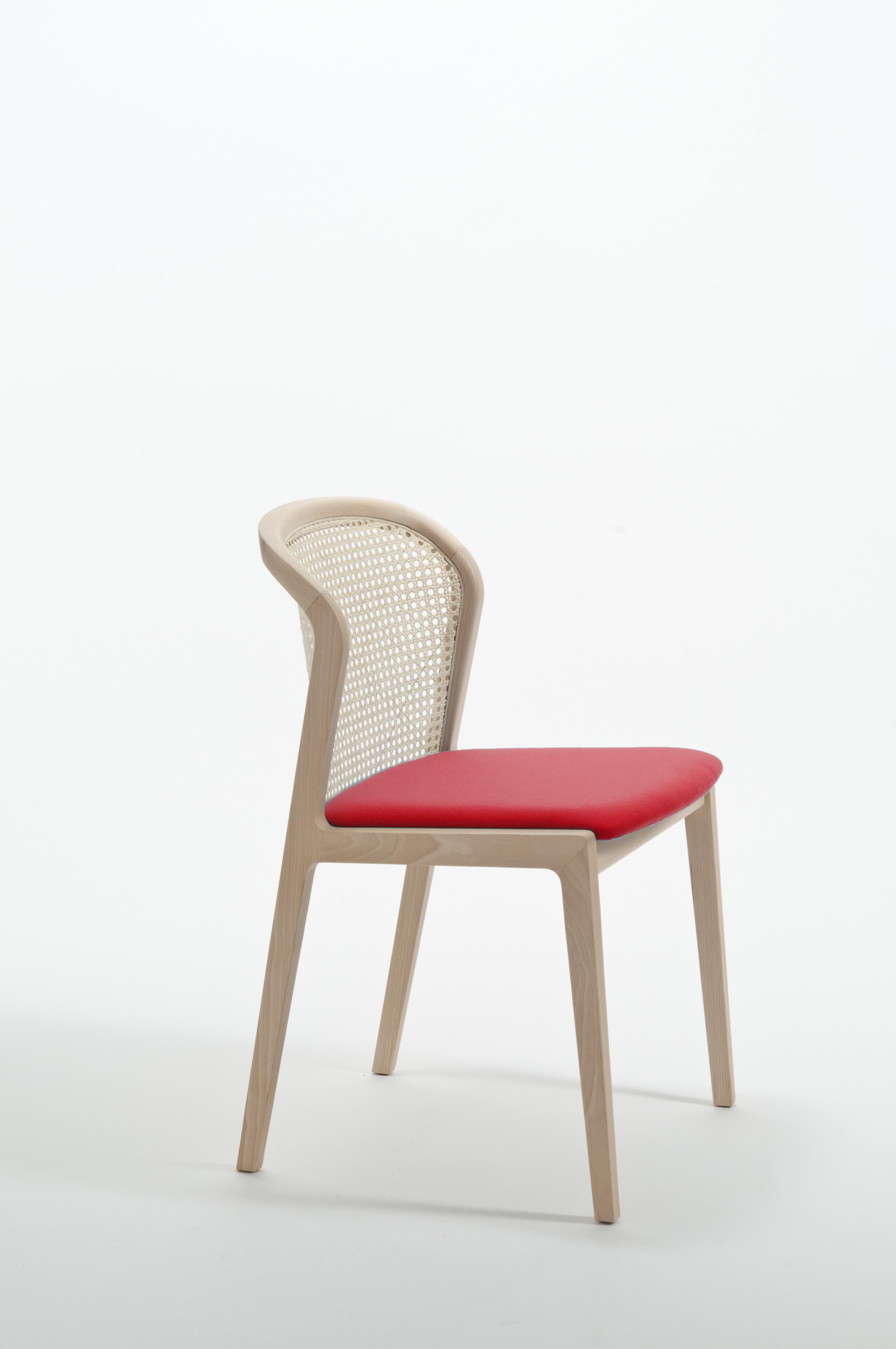 6 chaises Vienna en bois de hêtre et paille, siège rembourré beige, 100 % fabriquées en Italie en vente 1