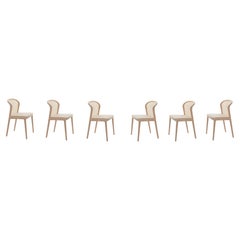 6 chaises Vienna en bois de hêtre et paille, siège rembourré beige, 100 % fabriquées en Italie