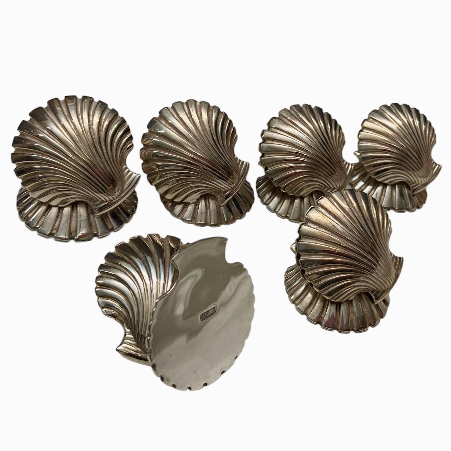 6 Vintage 1940s-1950s Silver Plated Shells, Place Card Holders, Fratelli Broggi For Sale 3