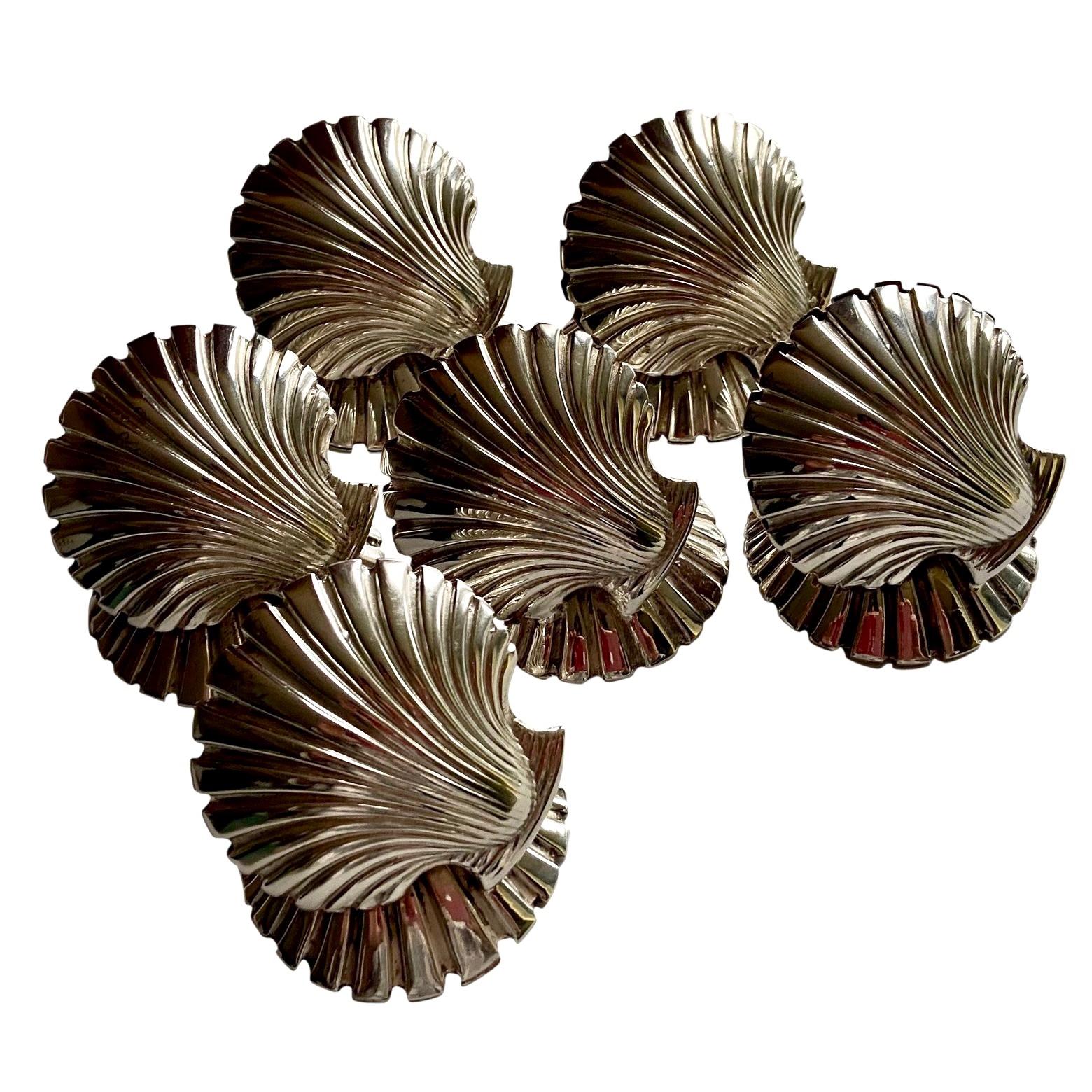 6 Vintage 1940s-1950s Silver Plated Shells, Place Card Holders, Fratelli Broggi For Sale 2