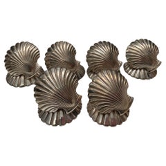6 Vintage 1940s-1950s Silver Plated Shells, Place Card Holders, Fratelli Broggi