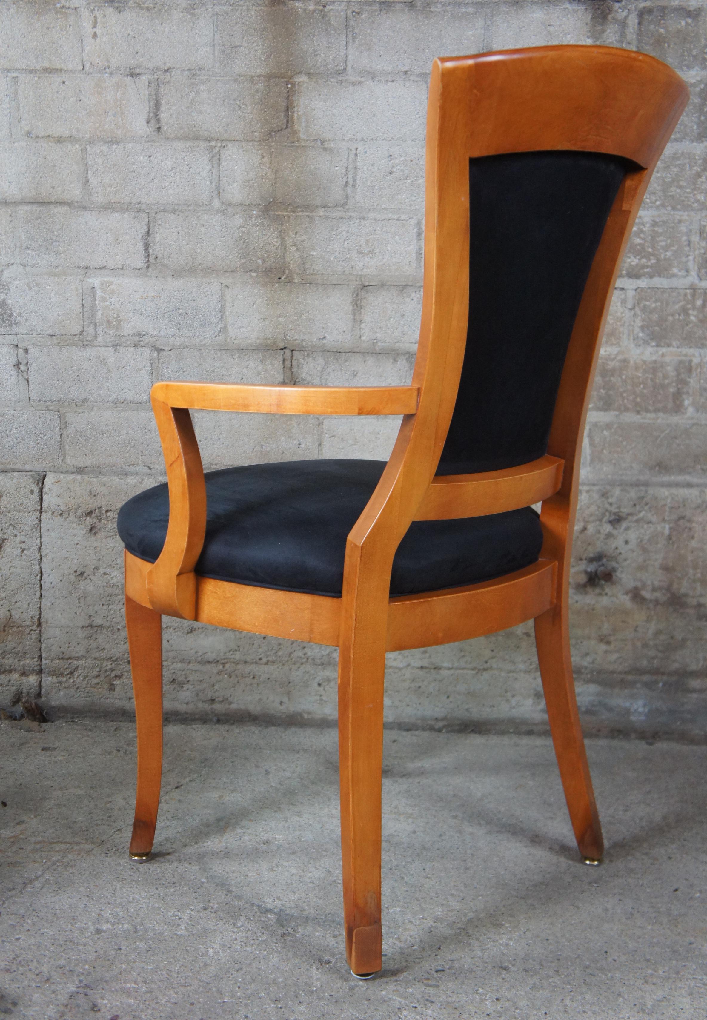 6 Vintage 1990s National Mt Airy Maple Ebonized Biedermeier Style Dining Chairs In Good Condition In Dayton, OH