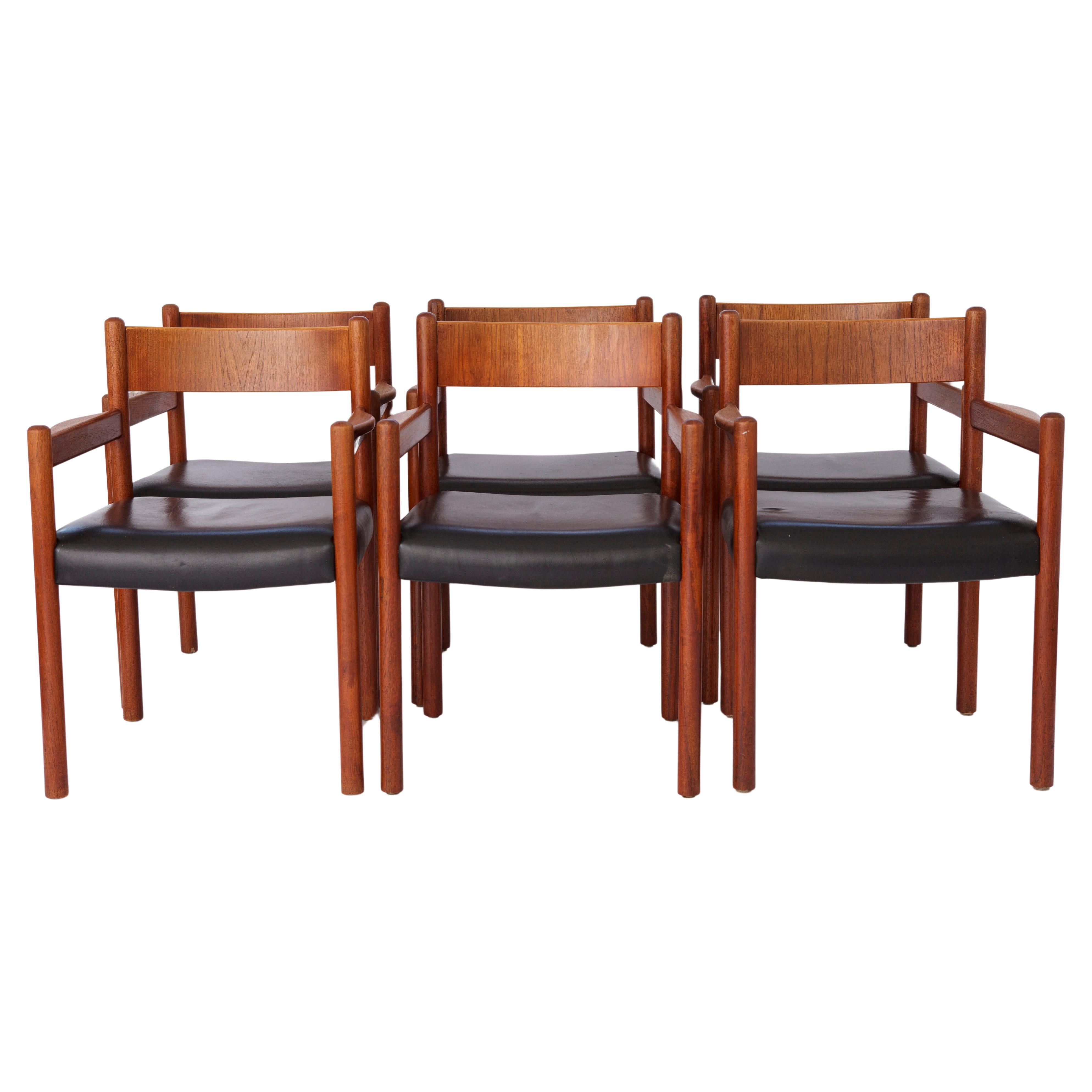 6 Vintage Armchairs, 1960s, Danish, Teak