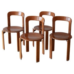 6 Vintage Bruno Rey Dining Chairs in Dark Wood Wood by Dietiker