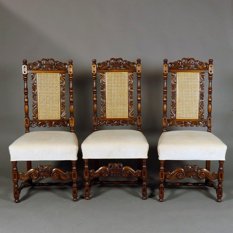 6 Vintage Carved Walnut Gothic Style Dining Chairs by Kittinger, 20th Century at 1stDibs