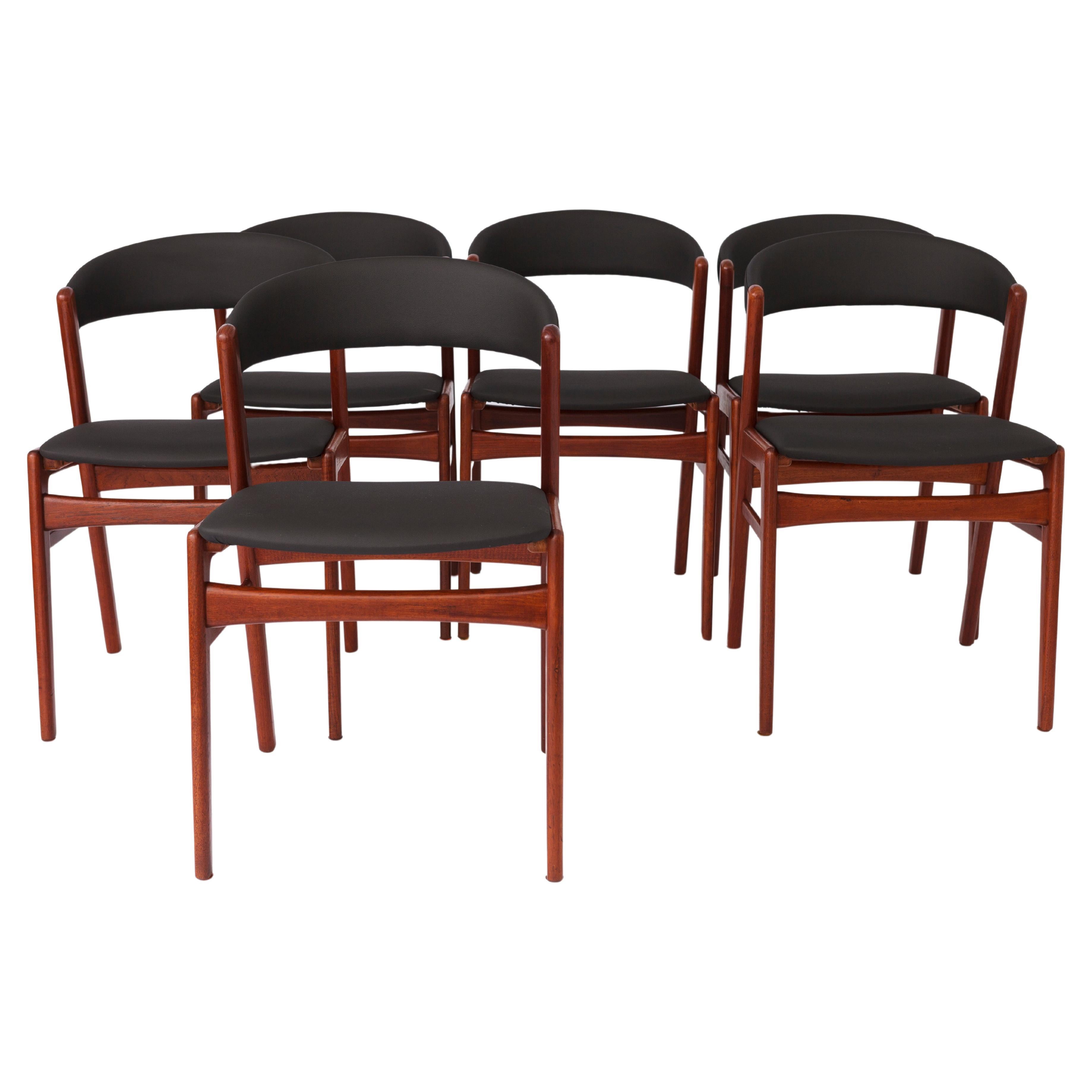 6 chaises vintage DUX - dossier ruban, années 1960, Suède - Chaises de salle à manger, teck, ensemble de 6 en vente