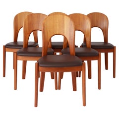 6 Vintage Chairs Niels Koefoed 1970s Teak Danish