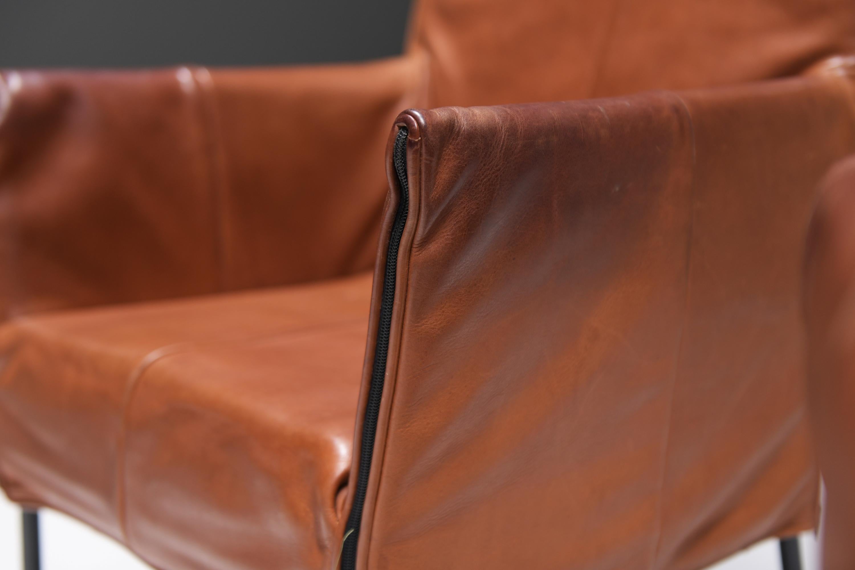 6 vintage Chaplin dining chair in cognac leather by Gerard van den Berg - Montis For Sale 6
