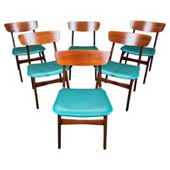 6 Retro Danish Mid Century Modern Teak Dining Chairs by Schønning & Elgaard