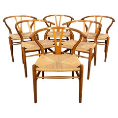 6 Vintage Danish Mid Century "Wishbone" Chairs by Hans Wegner for Carl Hansen
