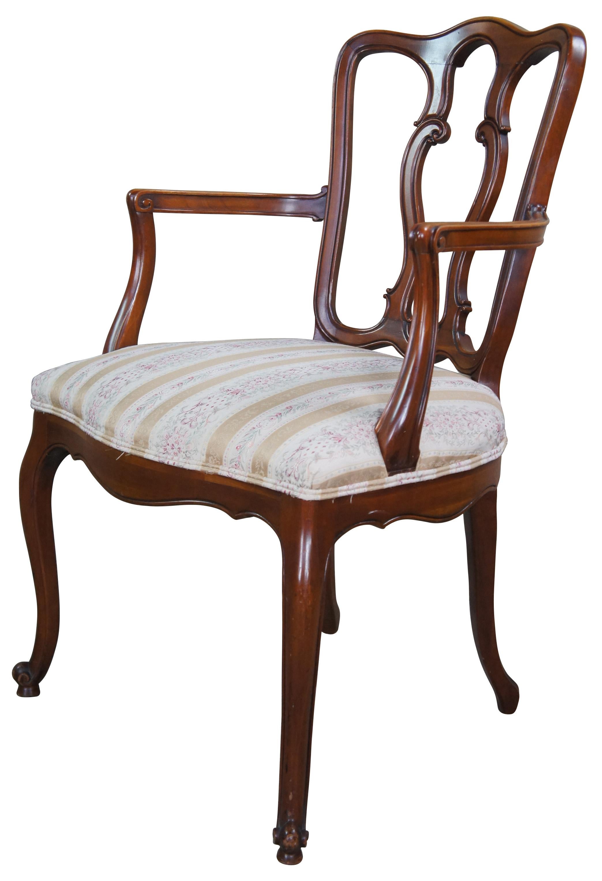 6 Vintage Drexel Heritage Cherry French Provincial Pretzel Back Dining Chairs In Good Condition In Dayton, OH
