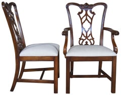 6 Vintage Drexel Heritage Devoncourt Mahogany Chippendale Dining Side Arm Chairs