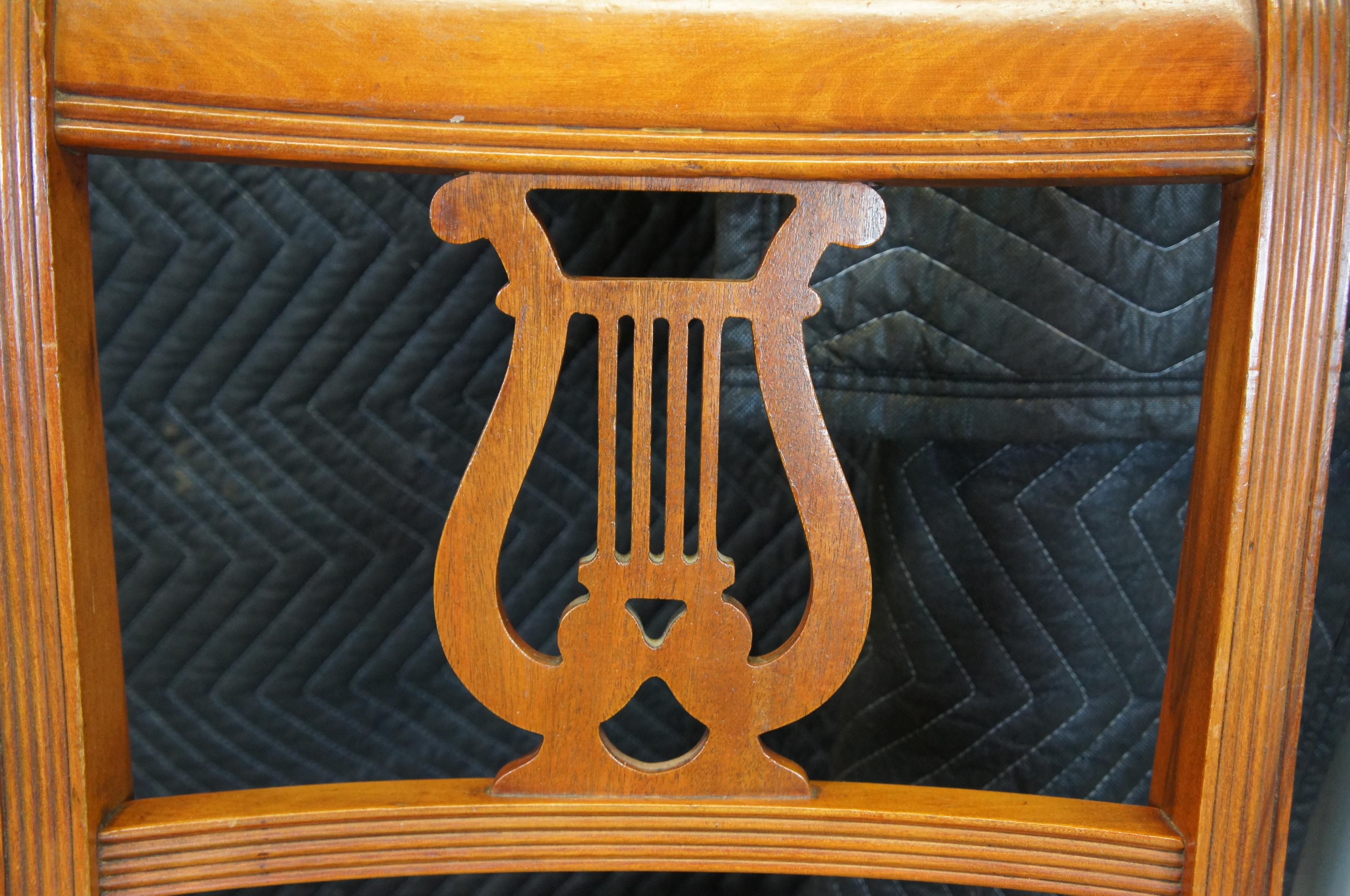 6 Vintage Duncan Phyfe Mahogany Klismos Style Lyre Harp Back Dining Chairs 2