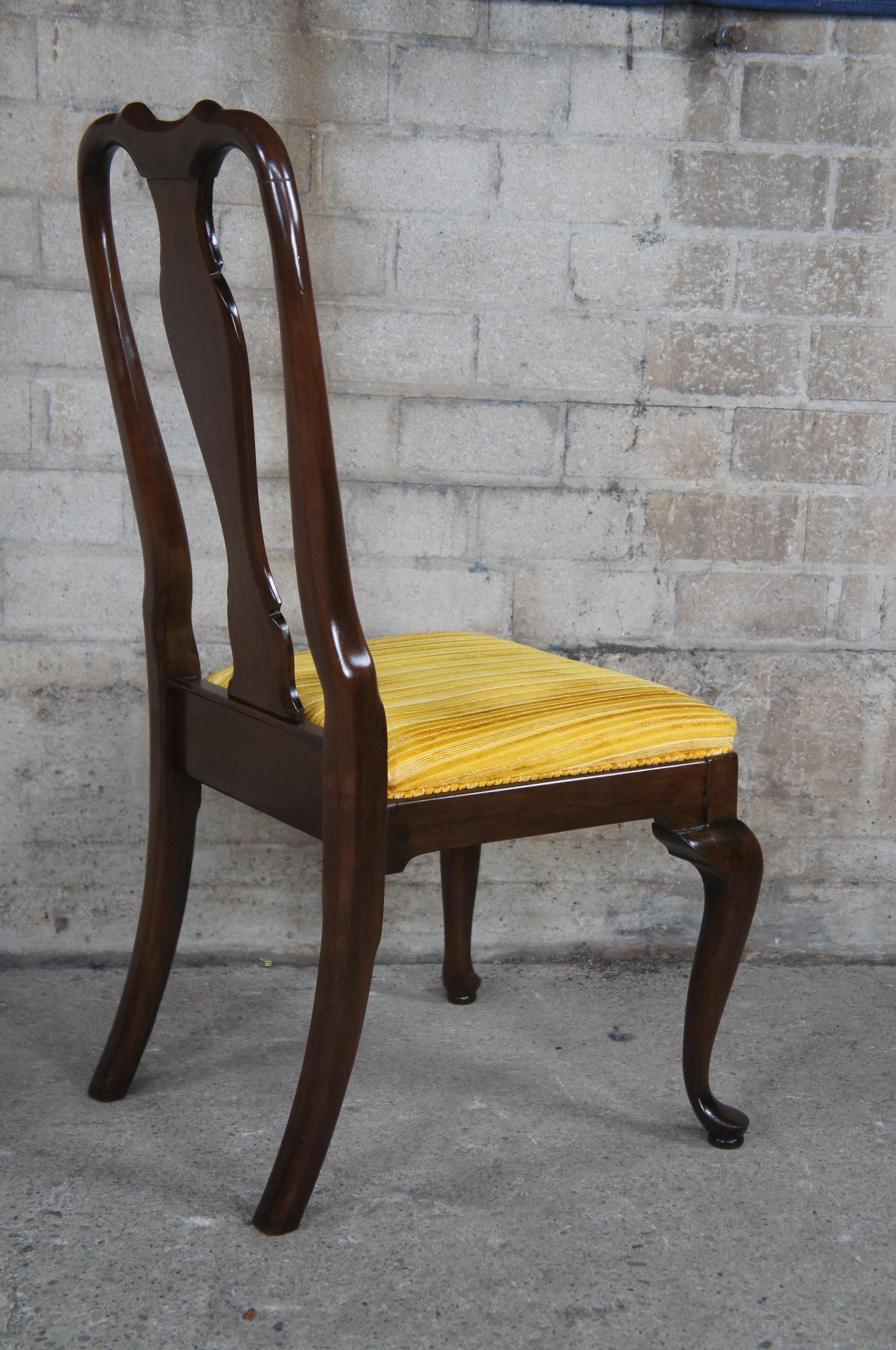 6 Vintage Ethan Allen Georgian Court Queen Anne Cherry Dining Chairs 11