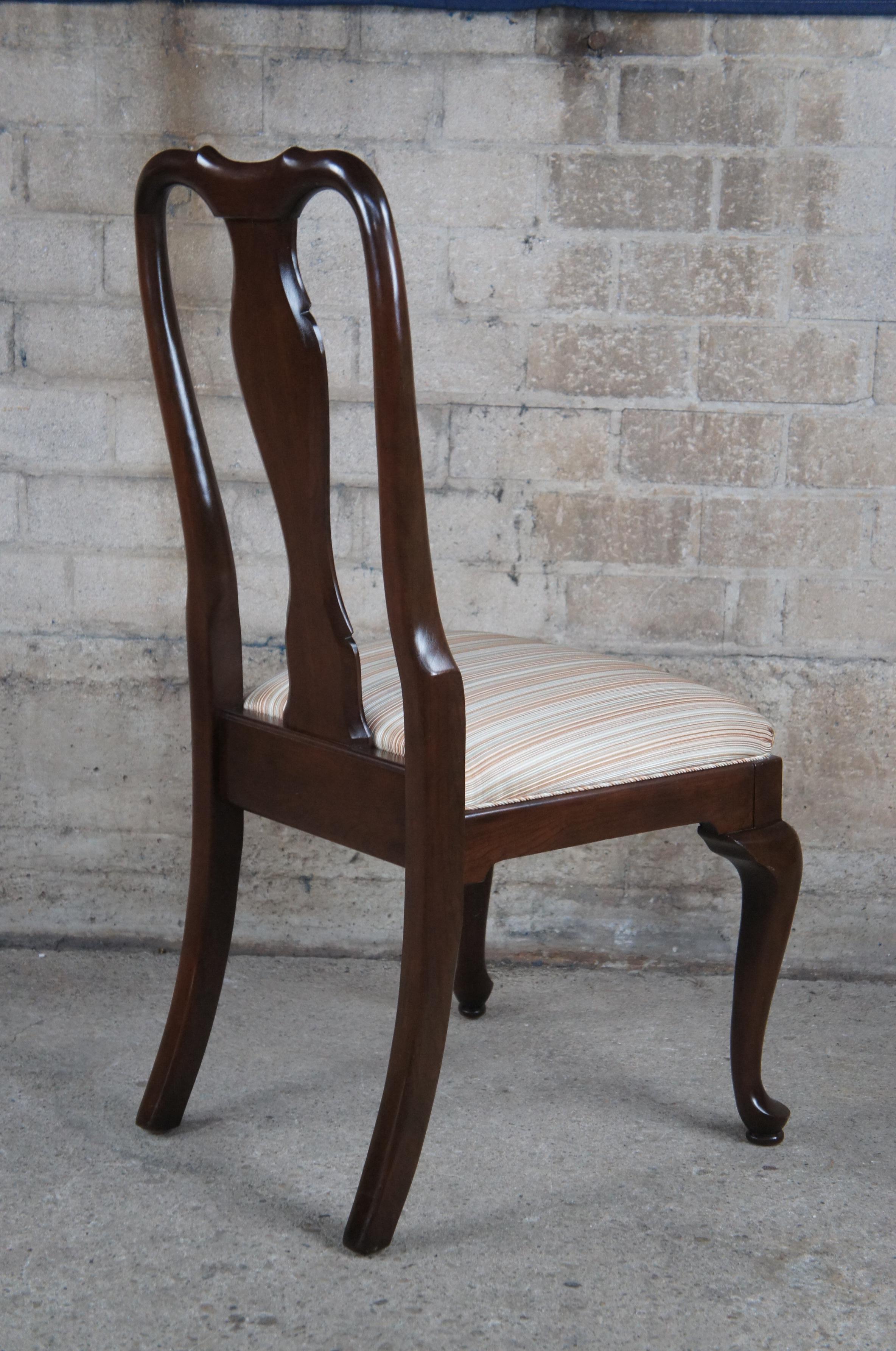 6 Vintage Ethan Allen Georgian Court Queen Anne Cherry Dining Chairs 11