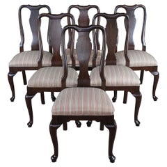 6 Vintage Ethan Allen Georgian Court Queen Anne Cherry Dining Chairs 11-6211