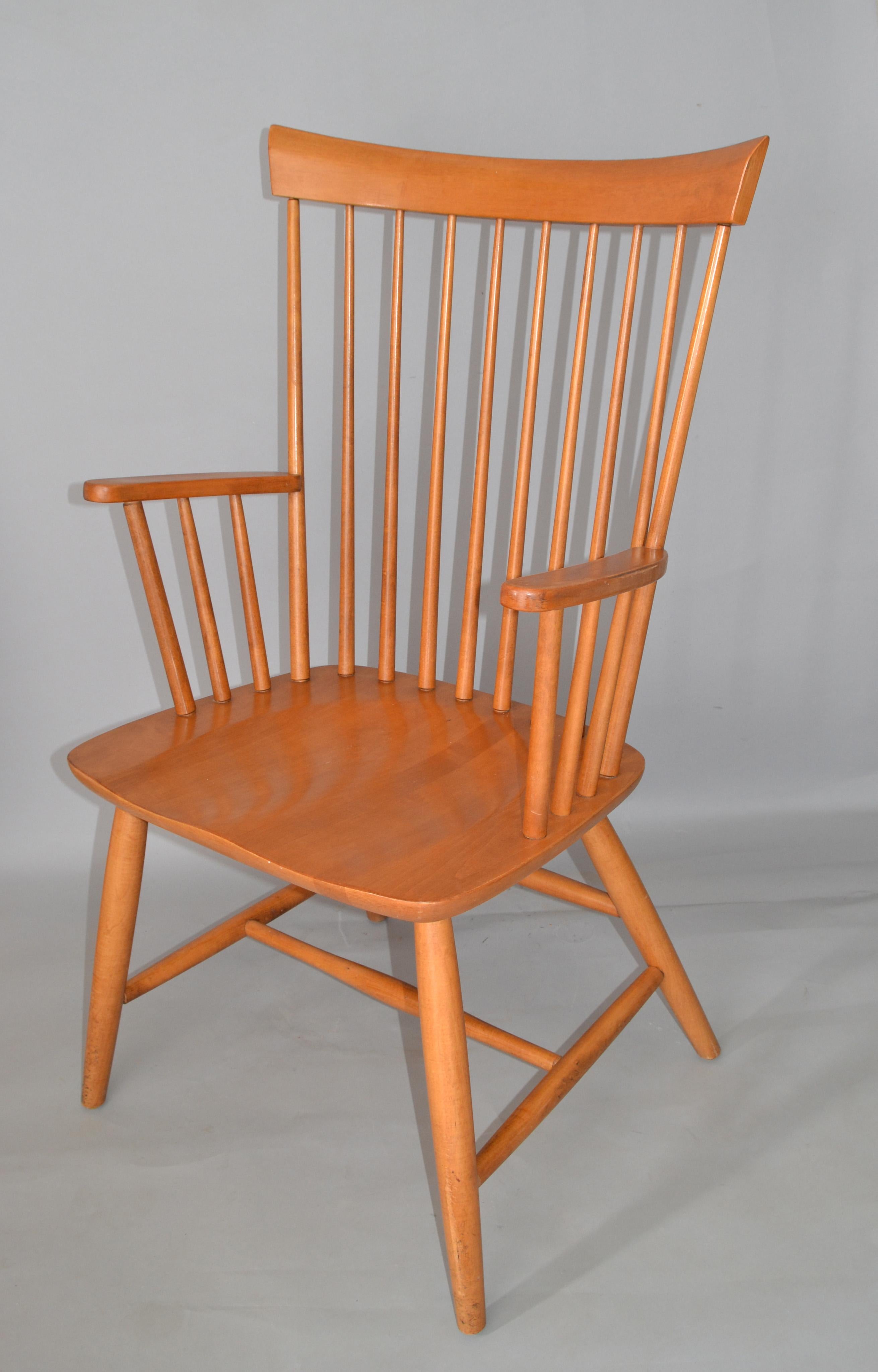 6 Vintage Ethan Allen Maple Spindle Back Country Style Dining Chairs