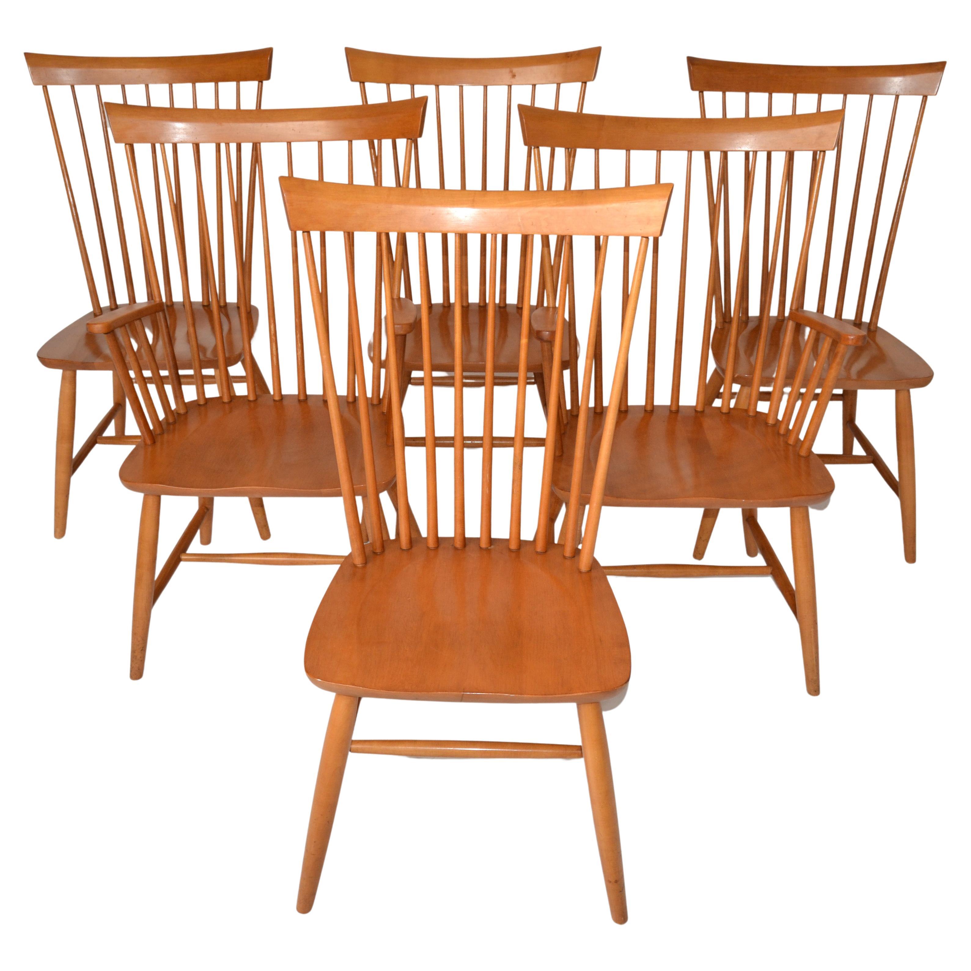 6 Ethan Allen Classic Manor Maple Caned Dining Chairs French Country
