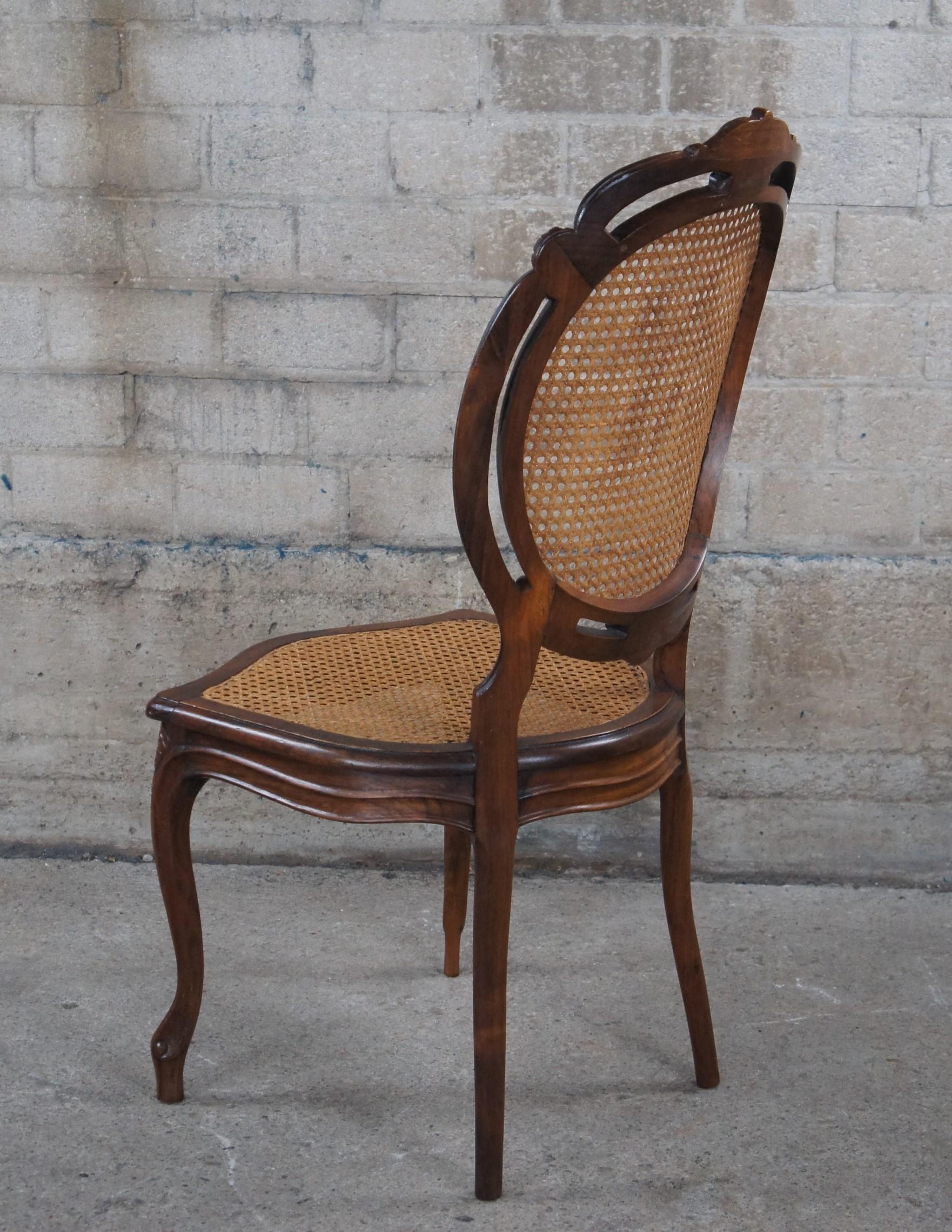 6 Vintage French Louis XV Style Carved Balloon Back Caned Dining Chairs For Sale 8