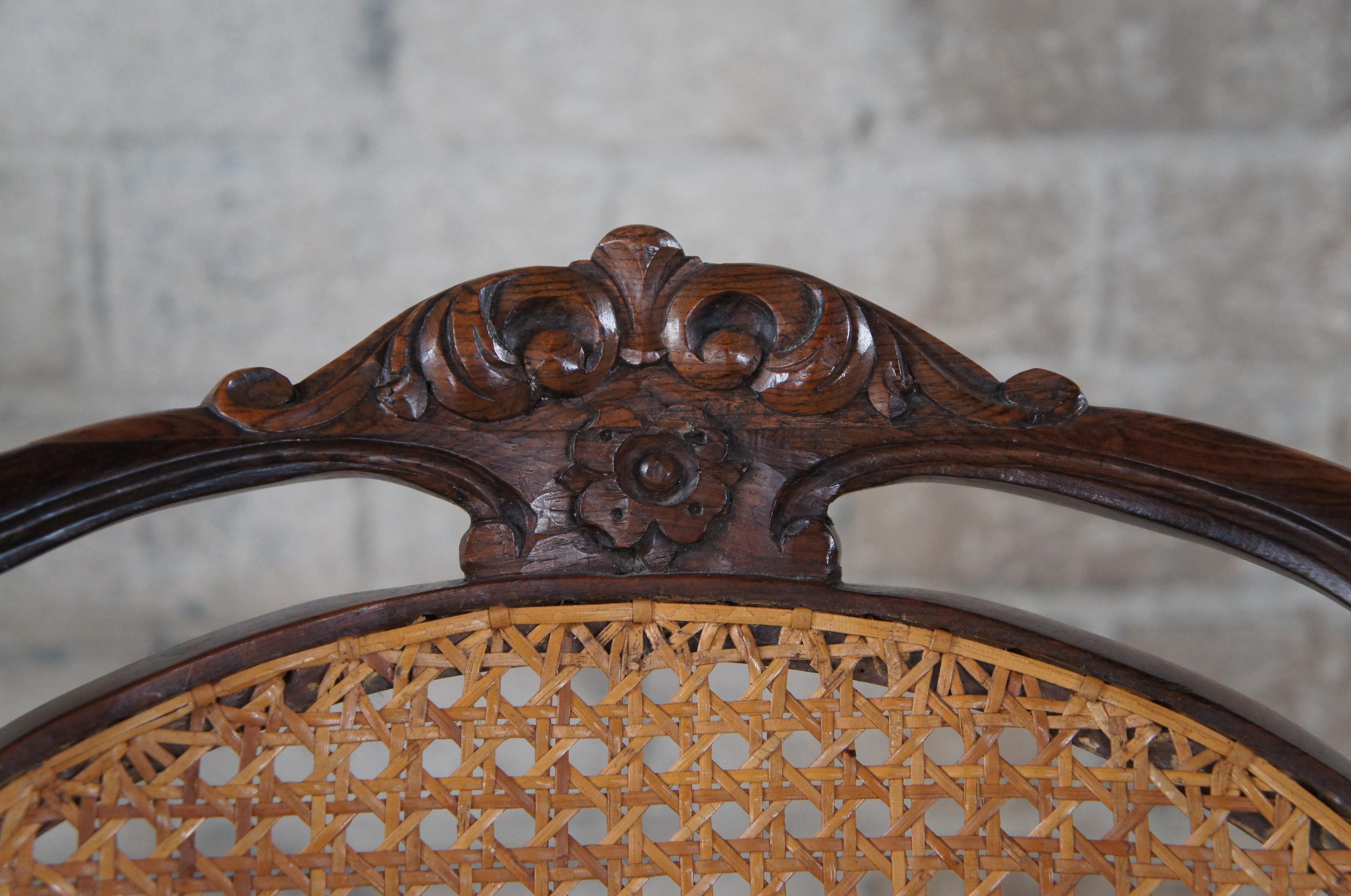 6 Vintage French Louis XV Style Carved Balloon Back Caned Dining Chairs For Sale 4