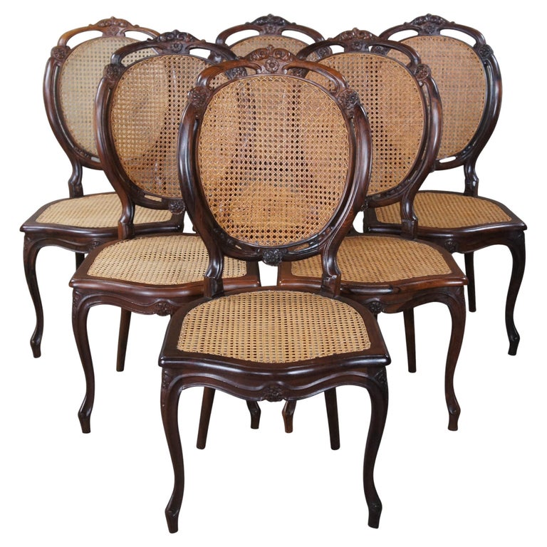 French Set of 8 Louis XV Style Dining Chairs w/Cane Backs and Seats For  Sale at 1stDibs