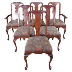 6 Vintage Harden Queen Anne Style Solid Cherry Dining Chairs Set