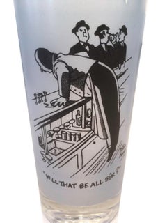 6 Vintage Highball Glasses, Peter Arno, New Yorker Magazine Cartoons