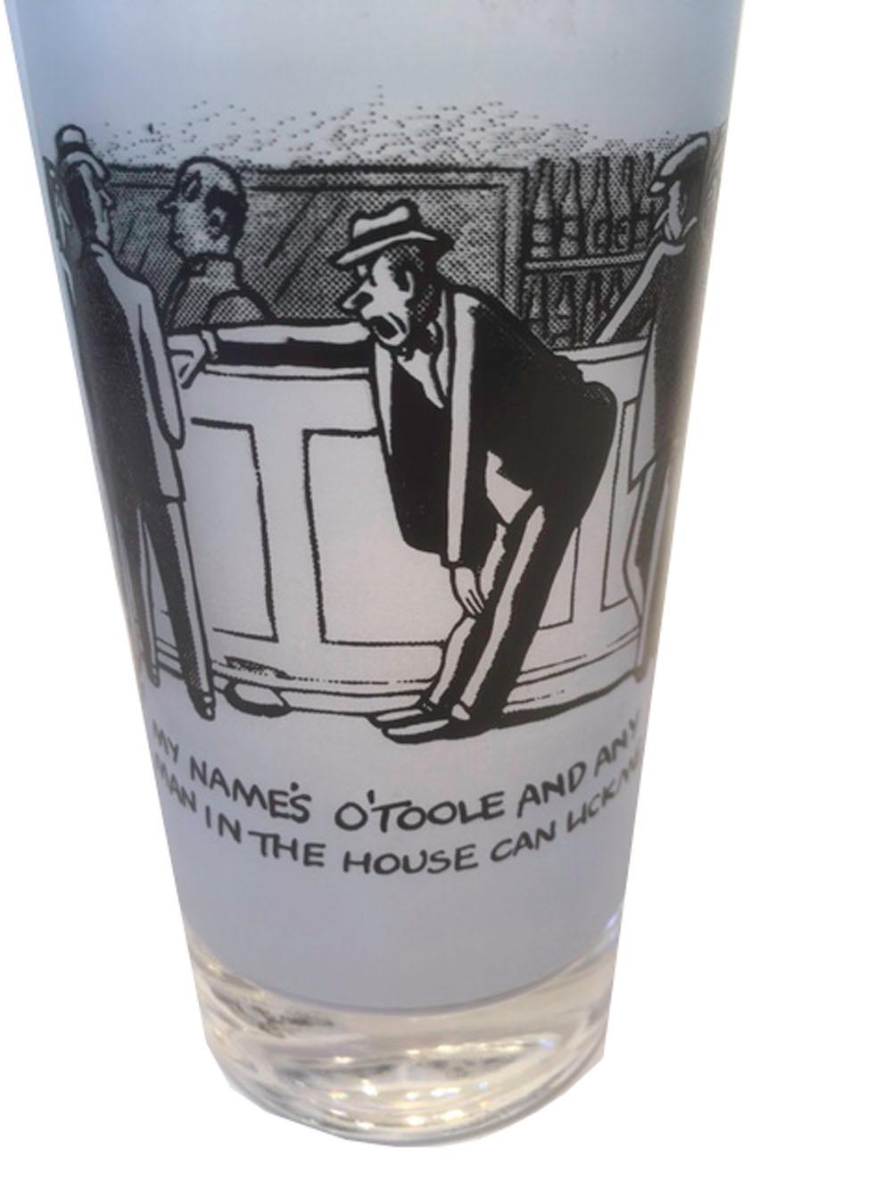 Mid-Century Modern 6 Vintage Highball Glasses, Peter Arno, New Yorker Magazine Cartoons