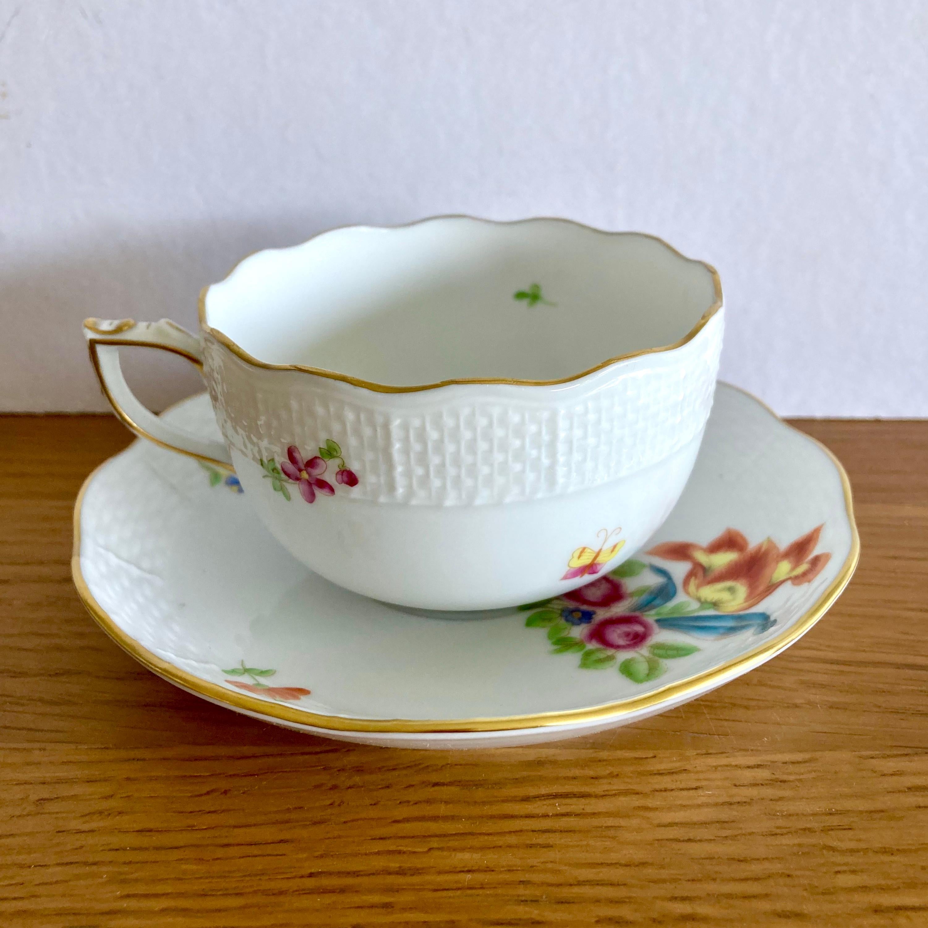 6 Tazas de Té Vintage Húngaras de Herend #724, Pájaro Rotschild y Ramo Sajón en venta 3