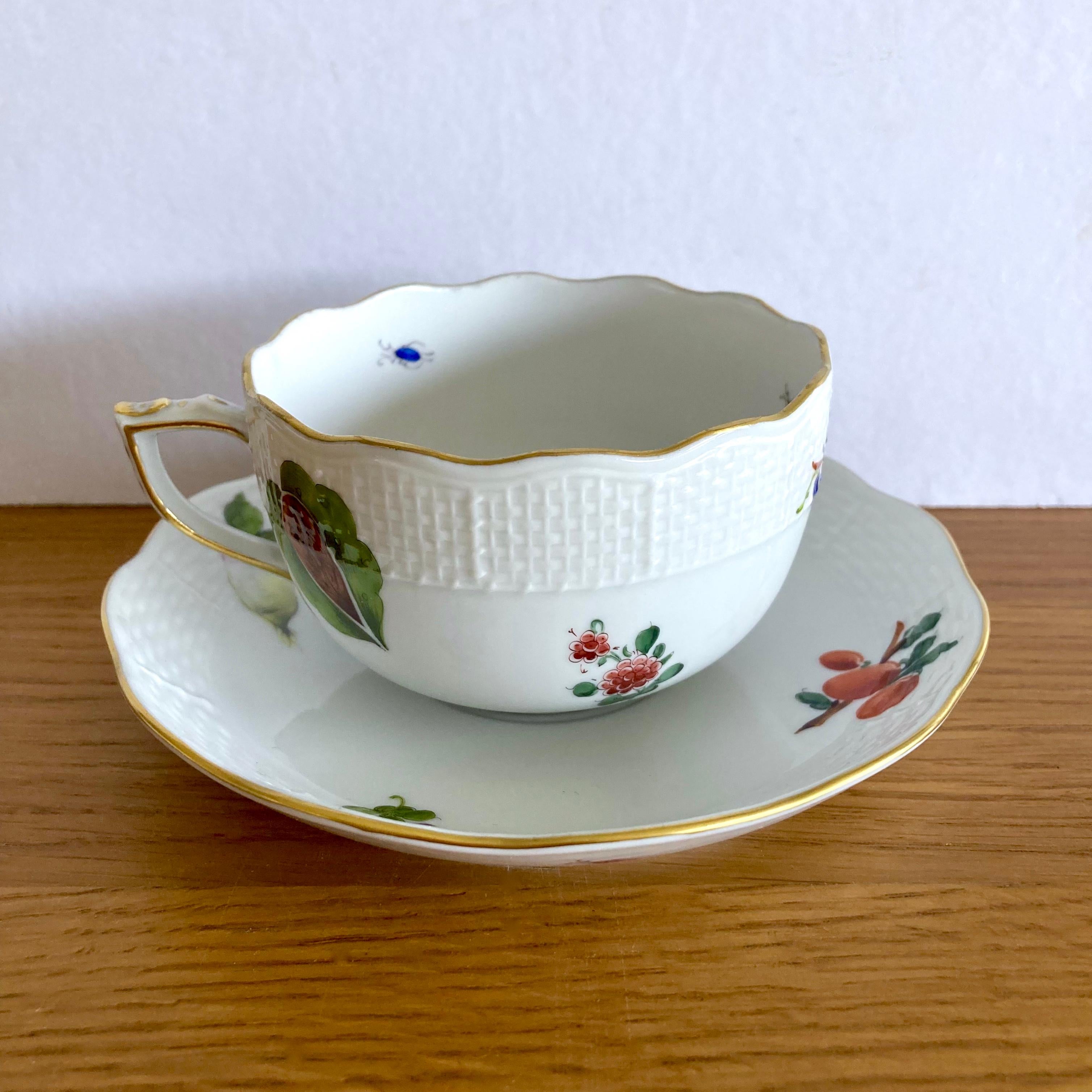 6 Tazas de Té Vintage Húngaras de Herend #724, Pájaro Rotschild y Ramo Sajón en venta 4
