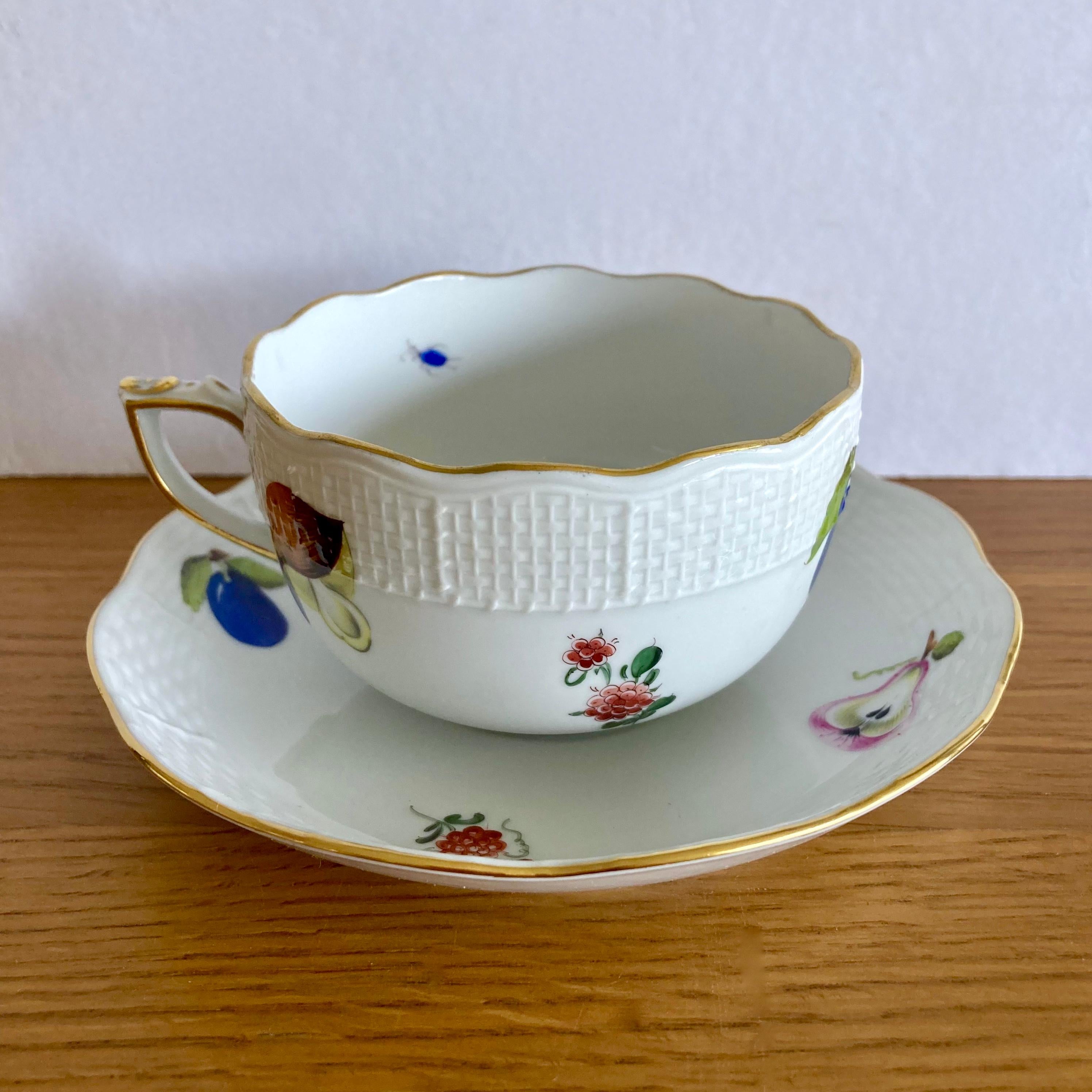 6 Tazas de Té Vintage Húngaras de Herend #724, Pájaro Rotschild y Ramo Sajón en venta 6