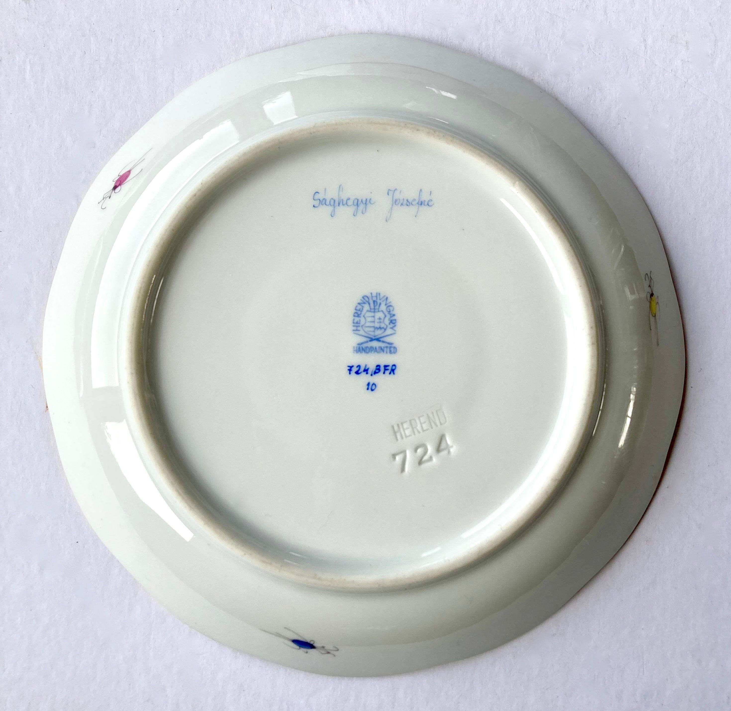 6 Tazas de Té Vintage Húngaras de Herend #724, Pájaro Rotschild y Ramo Sajón en venta 9