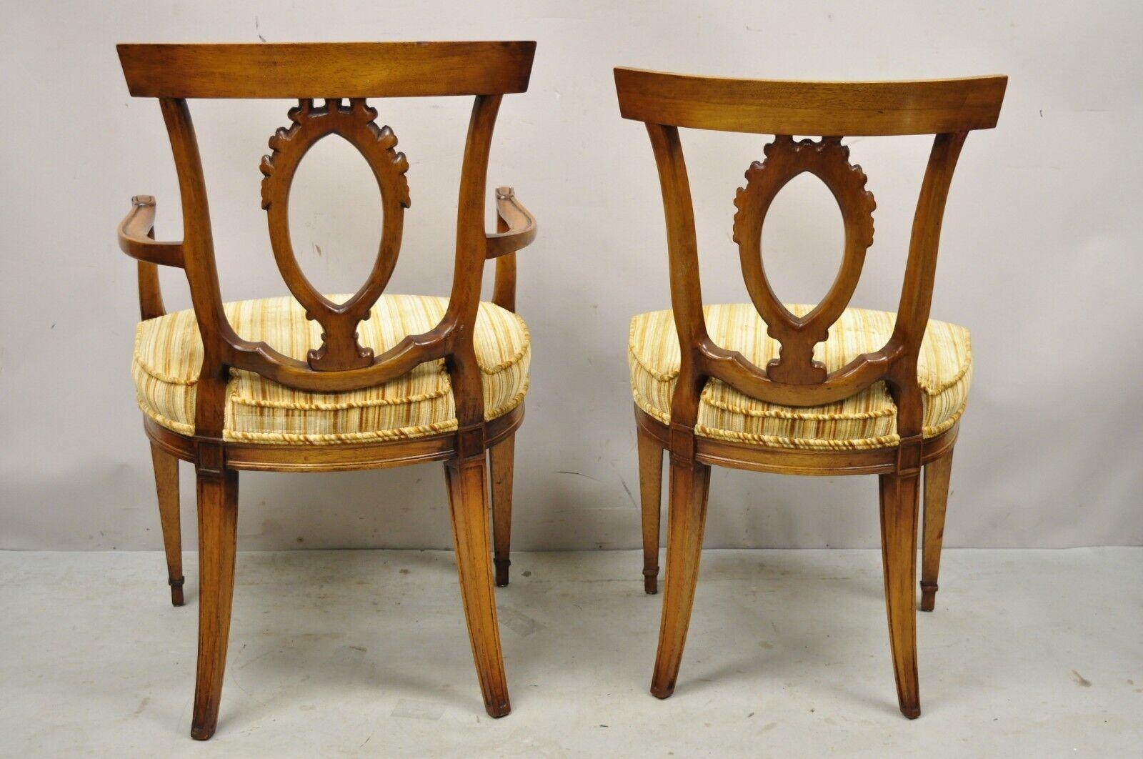 6 Vintage Italian Hollywood Regency Walnut Greek Key Neoclassical Dining Chairs For Sale 4