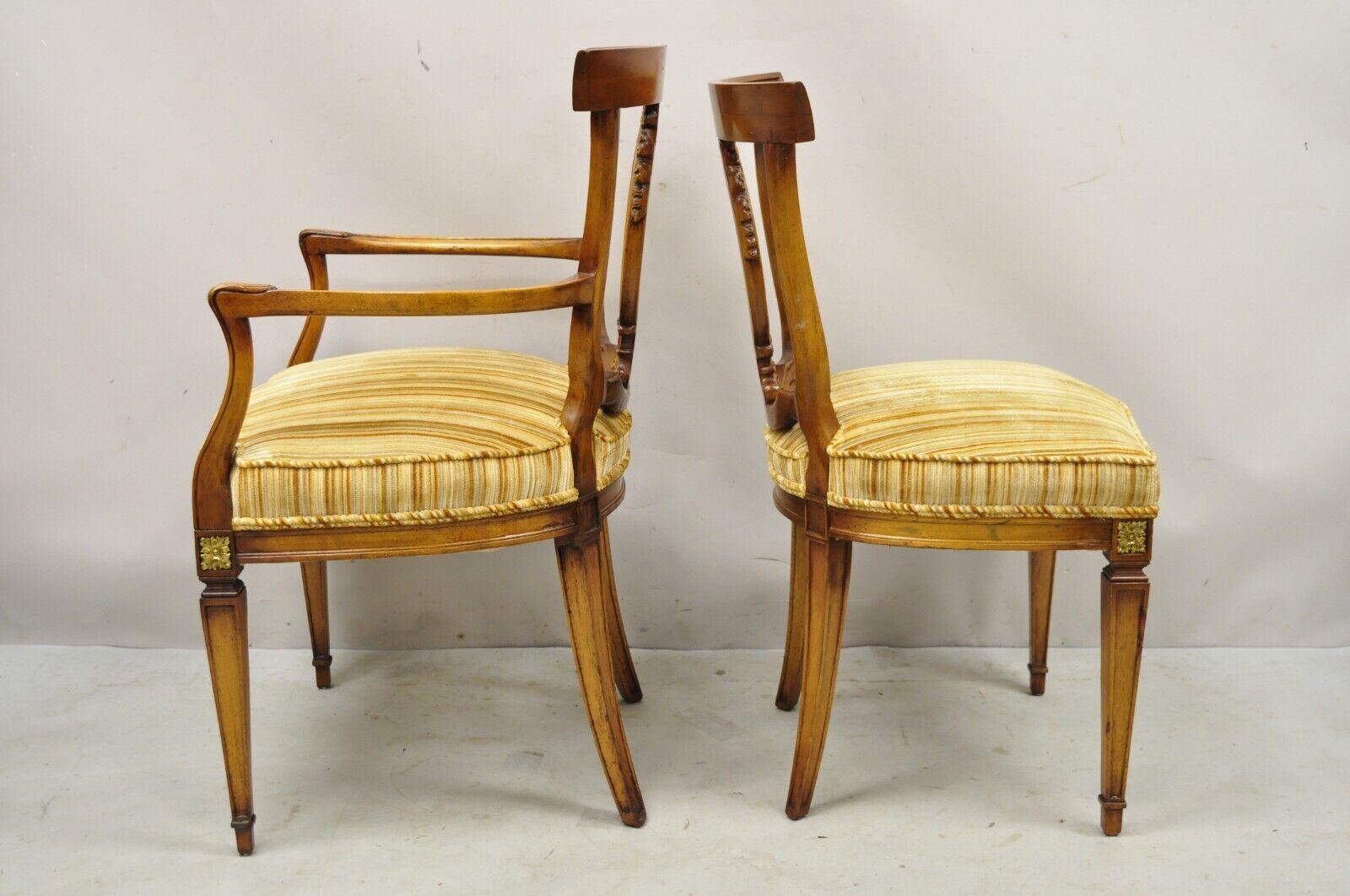 6 Vintage Italian Hollywood Regency Walnut Greek Key Neoclassical Dining Chairs For Sale 5