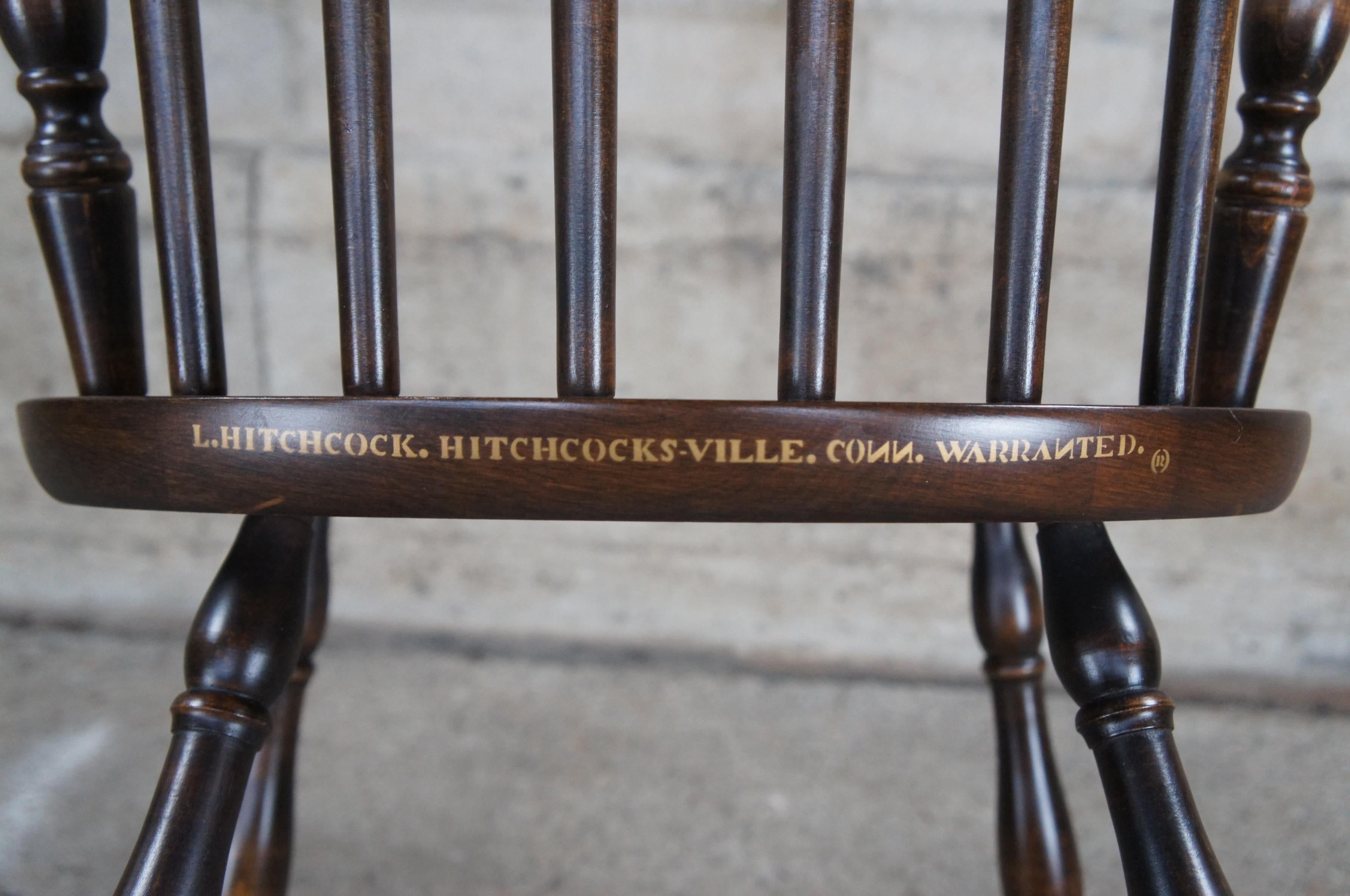 6 Vintage L. Hitchcock Harvest Stenciled Fan Back Windsor Maple Dining Chairs 3