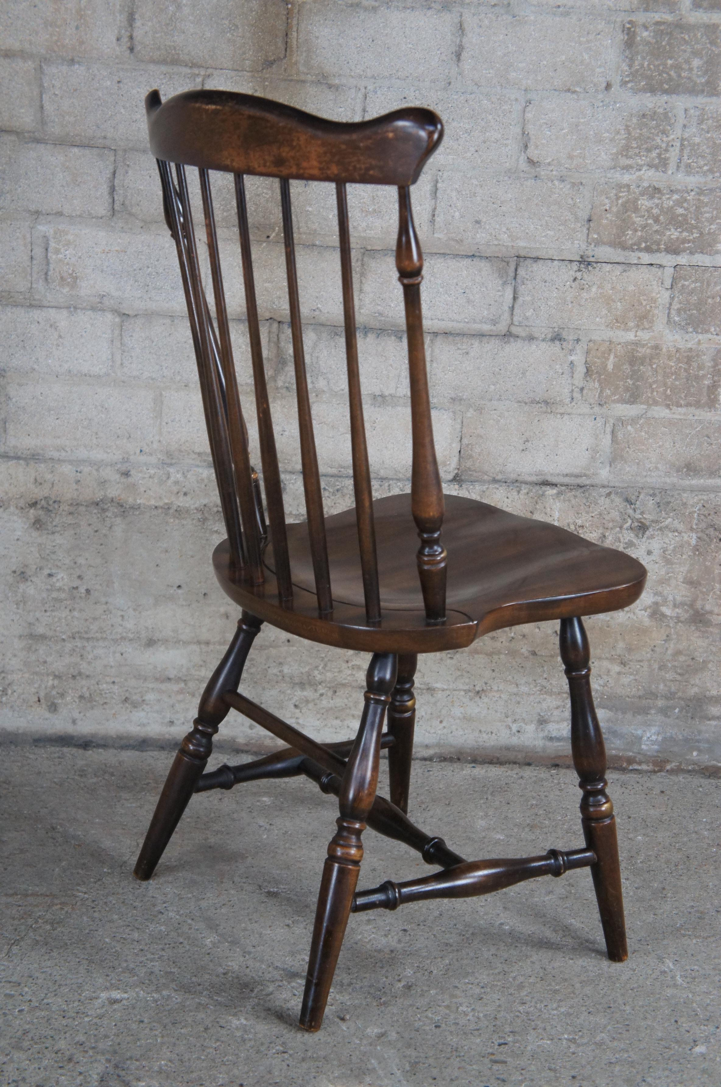 Federal 6 Vintage L. Hitchcock Harvest Stenciled Fan Back Windsor Maple Dining Chairs