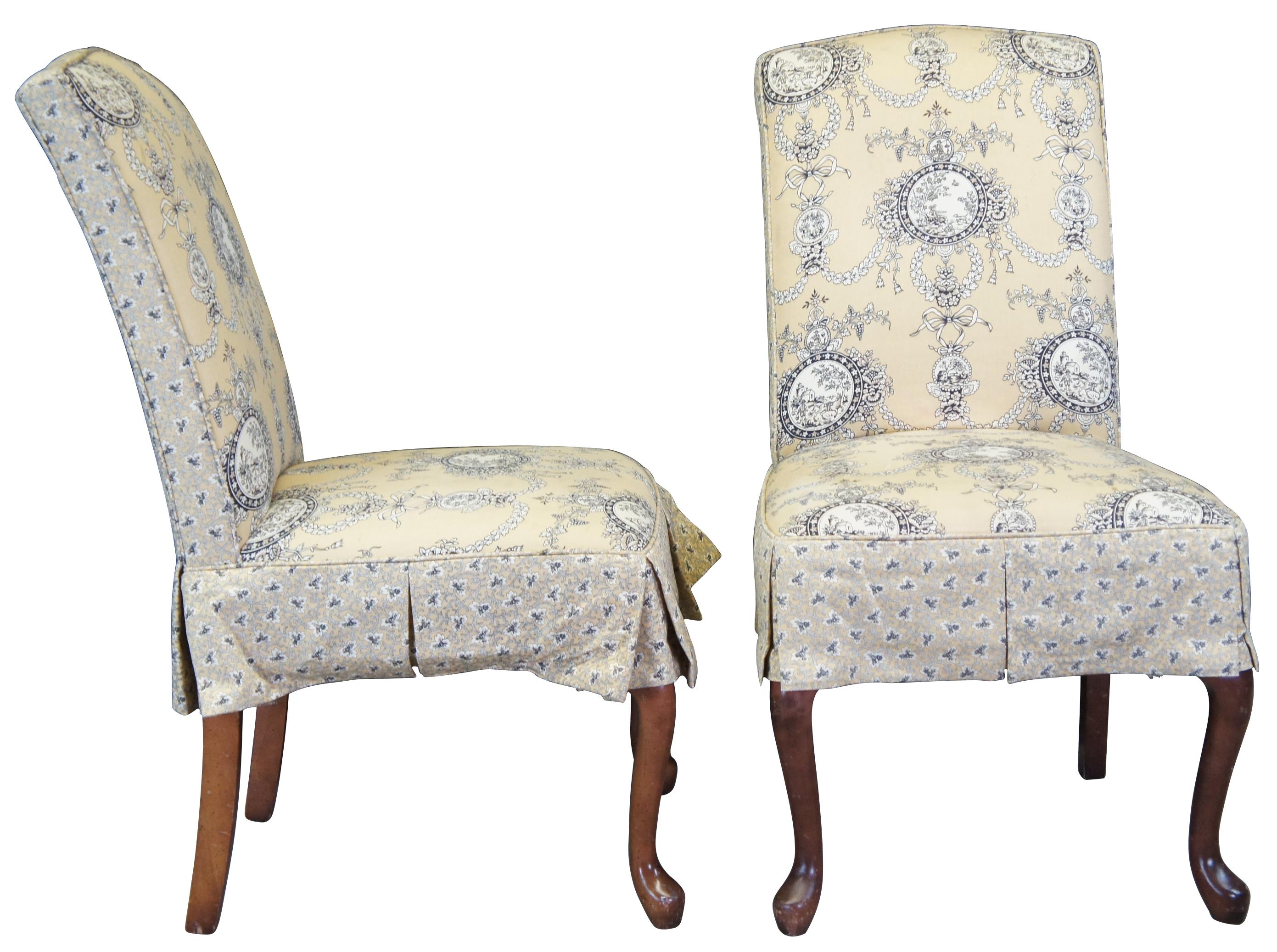 6 Vintage Lillian August Queen Anne Skirted Neoclassical Cherry Dining Chairs 40 4